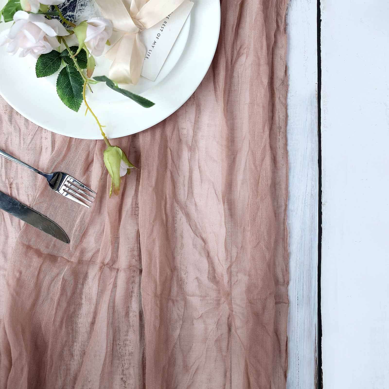 Gauze Cheesecloth 10ft Table Runner Dusty Rose - Rustic Boho Style