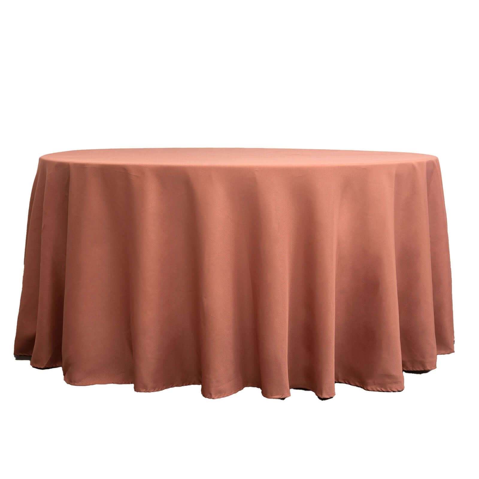 Polyester 120 Round Tablecloth Terracotta (Rust) - Seamless Wrinkle-Resistant Table Cover