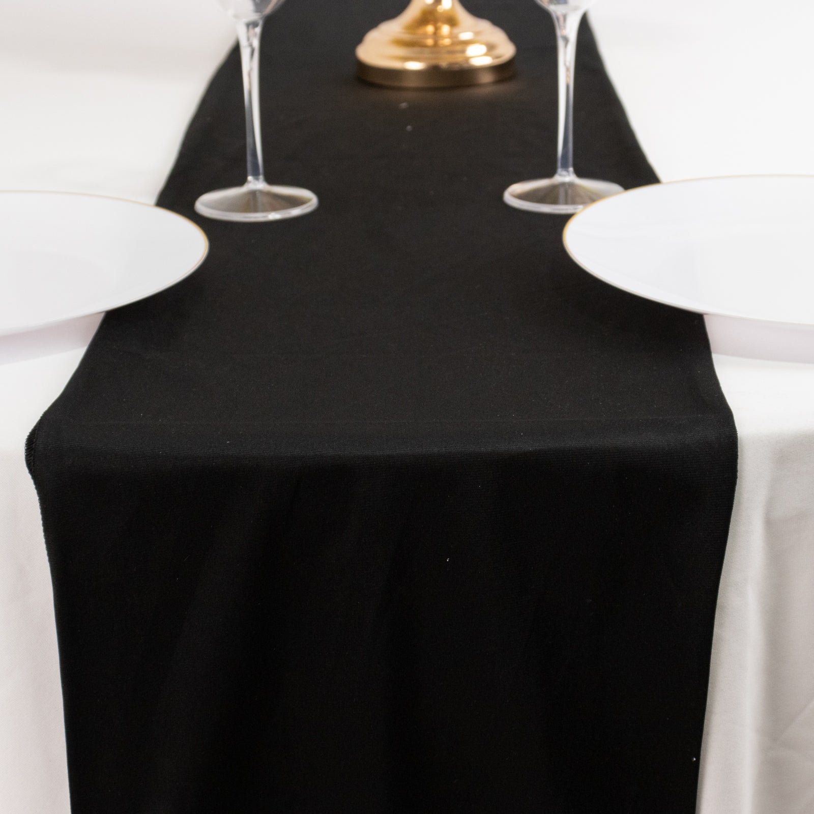 Premium Scuba Polyester 12x108 Table Runner Black - Wrinkle-Free Table Linen for Events & Weddings