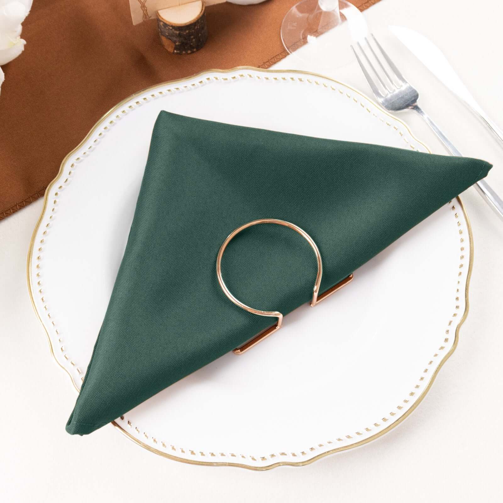 5 Pack Polyester 20x20 Napkins Hunter Emerald Green - Wrinkle Resistant & Easy Care Cloth Napkins