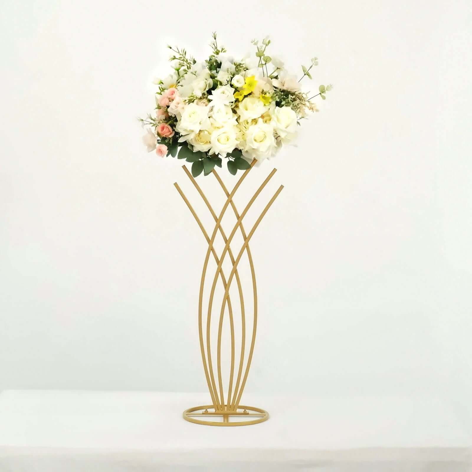 Metal Table Centerpiece Gold Mermaid Tail Design - Wedding Floral Display Flower Frame Stand 2ft