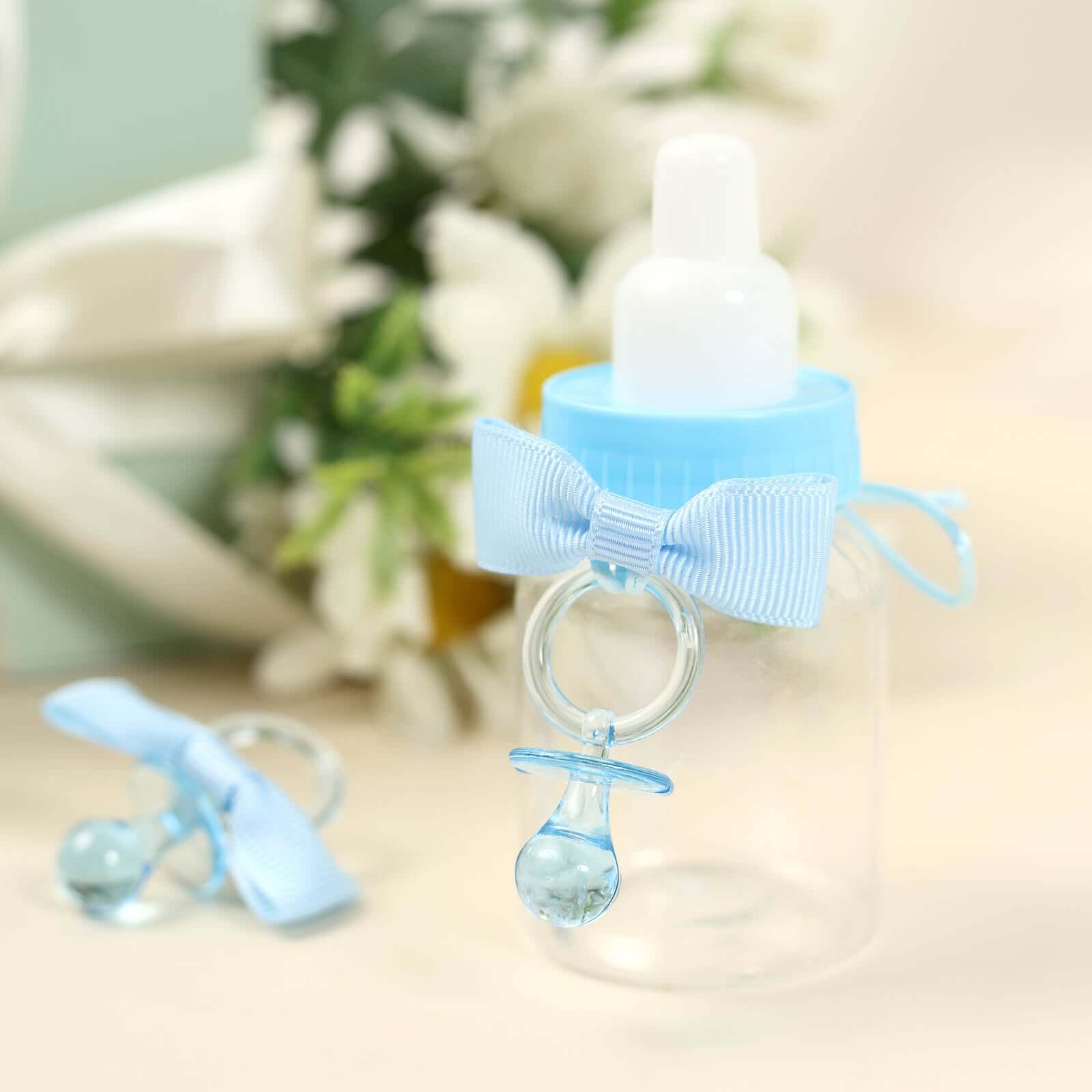 12 Pack Small Blue Decorative Baby Pacifiers, Baby Shower Favors