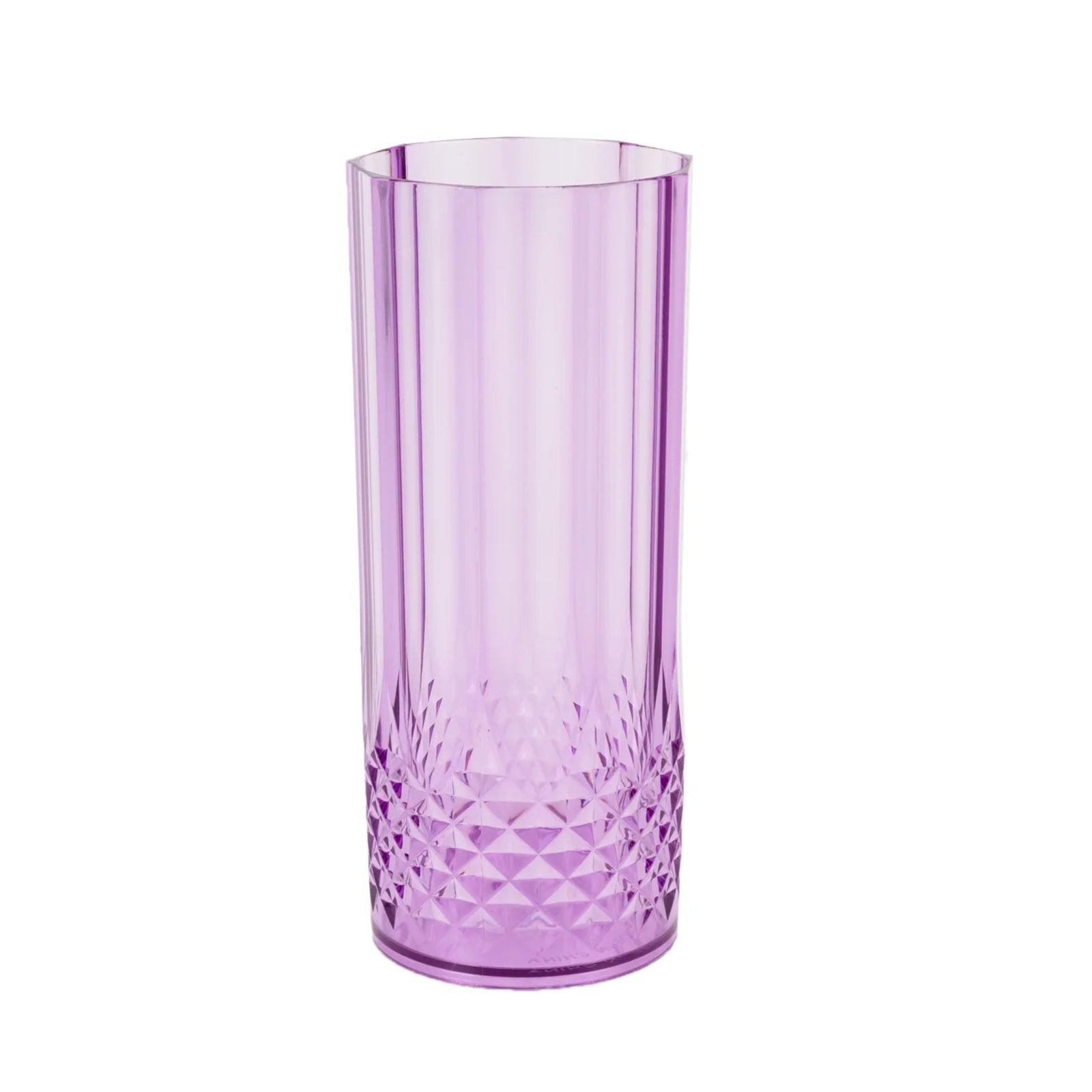 6-Pack Plastic Cocktail Tumblers Purple Transparent Crystal Cut Style - Shatterproof Highball Glasses 14oz