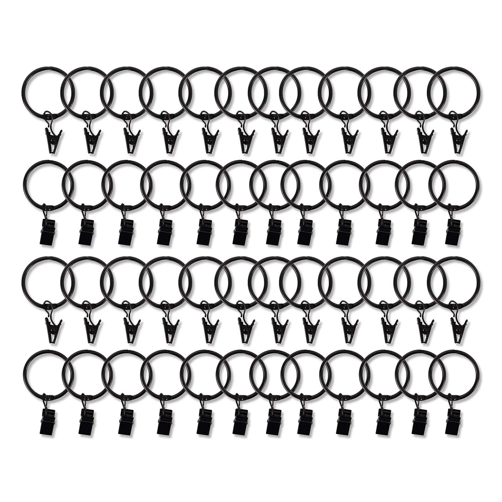 50 Pack Black Metal Openable Curtain Clip Rings, Heavy Duty Rustproof Drapery Backdrop Clip Hangers - 1.5