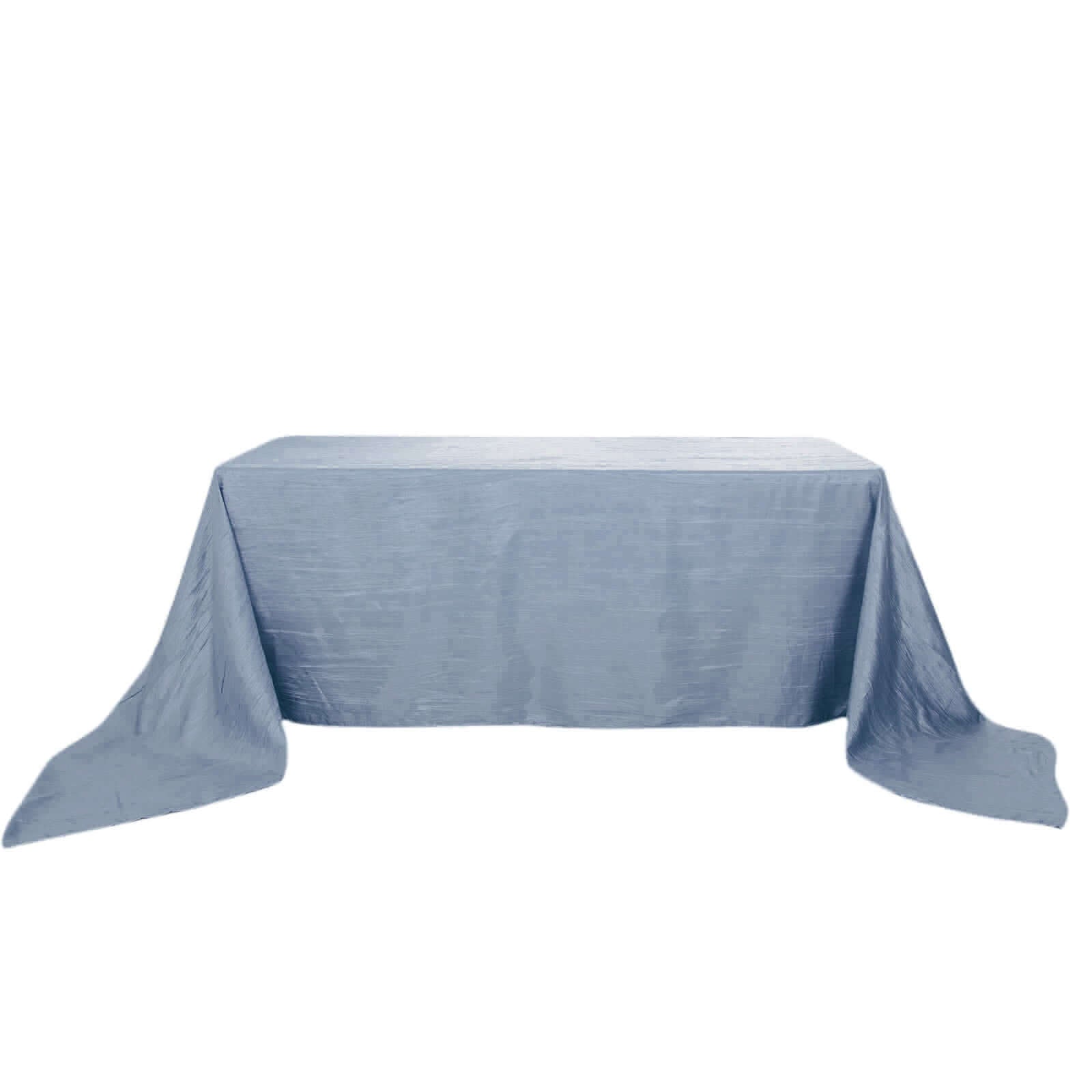 Taffeta 90x156 Rectangle Tablecloth Dusty Blue - Accordion Crinkle Seamless Table Cover