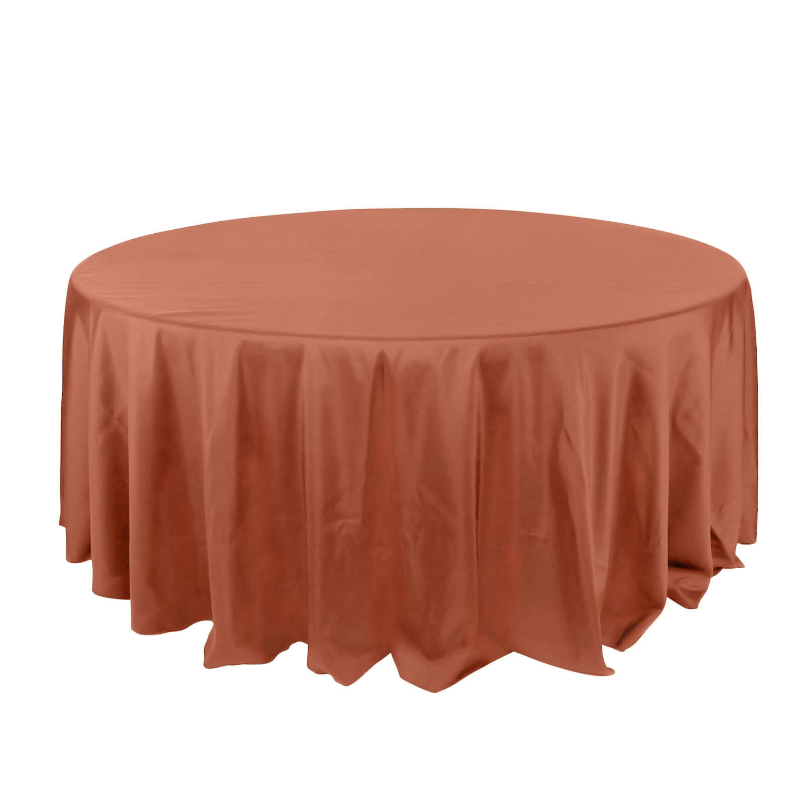 Polyester 132 Round Tablecloth Terracotta (Rust) - Seamless Chic Table Cover