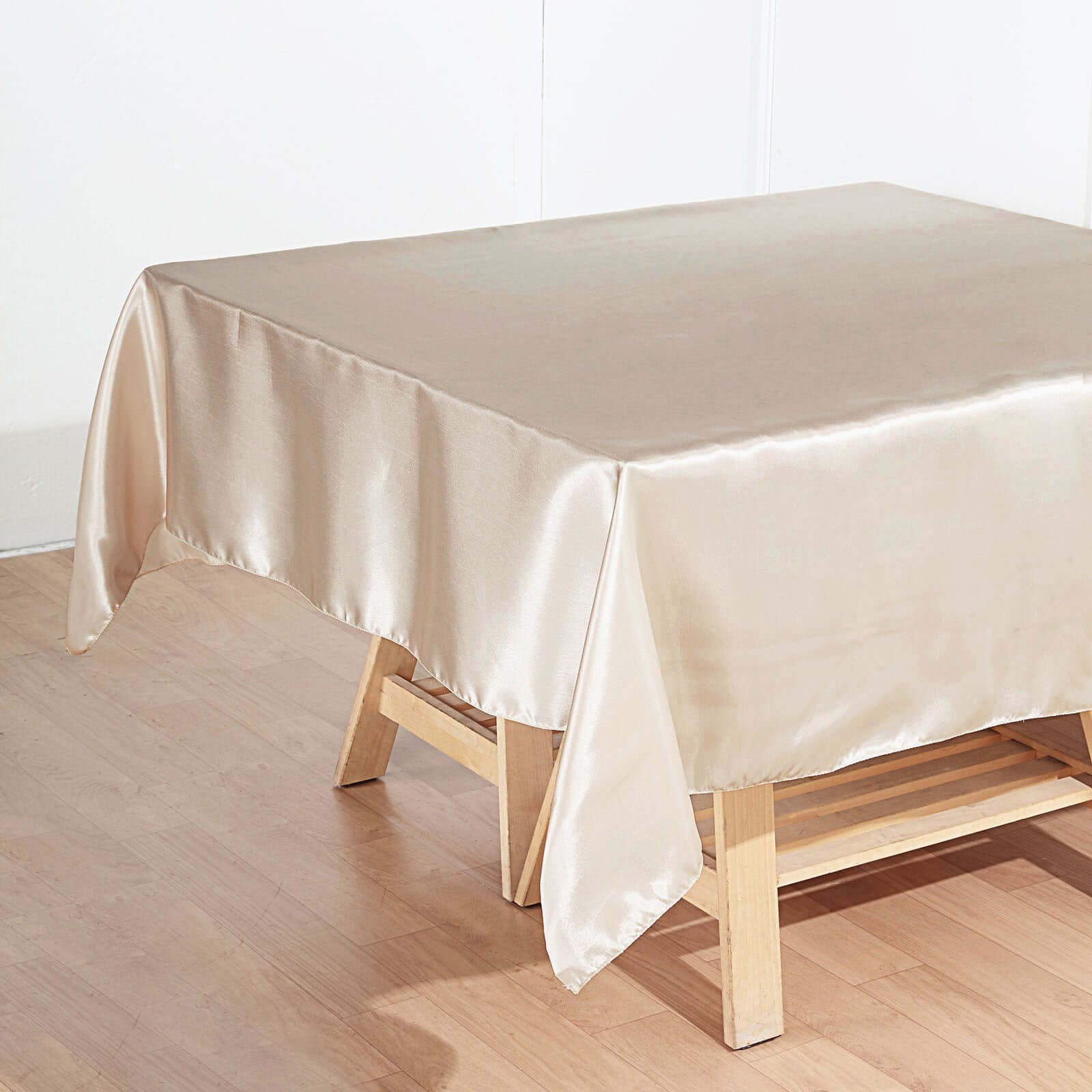 Satin 60x60 Table Overlay Square Tablecloth Beige - Smooth Silky Touch Table Cover