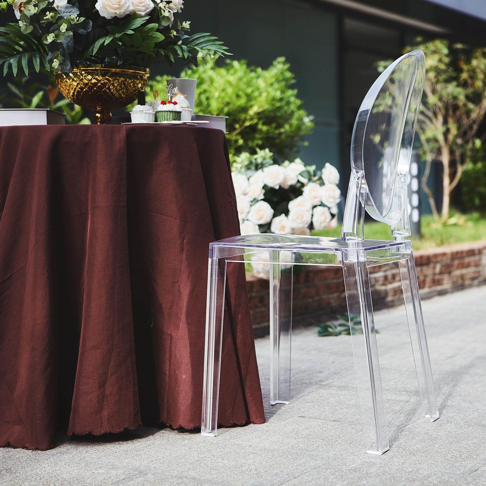 Acrylic Ghost Chair with Oval Back for Banquet Use Clear - Sleek Transparent Armless Accent Chair for Weddings & Gatherings