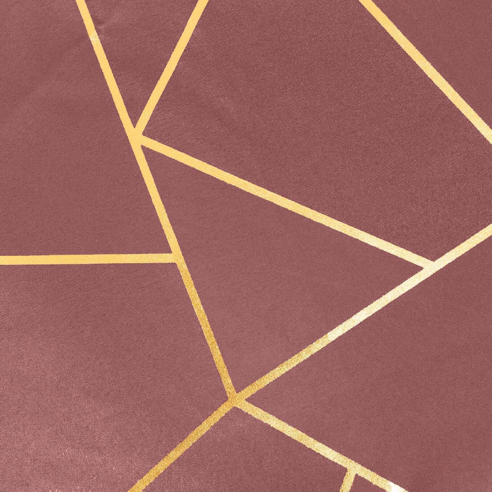 Polyester 60x132 Rectangle Tablecloth Cinnamon Rose with Gold Foil Geometric Pattern - Wrinkle-Resistant and Durable Table Cover for Weddings & Events