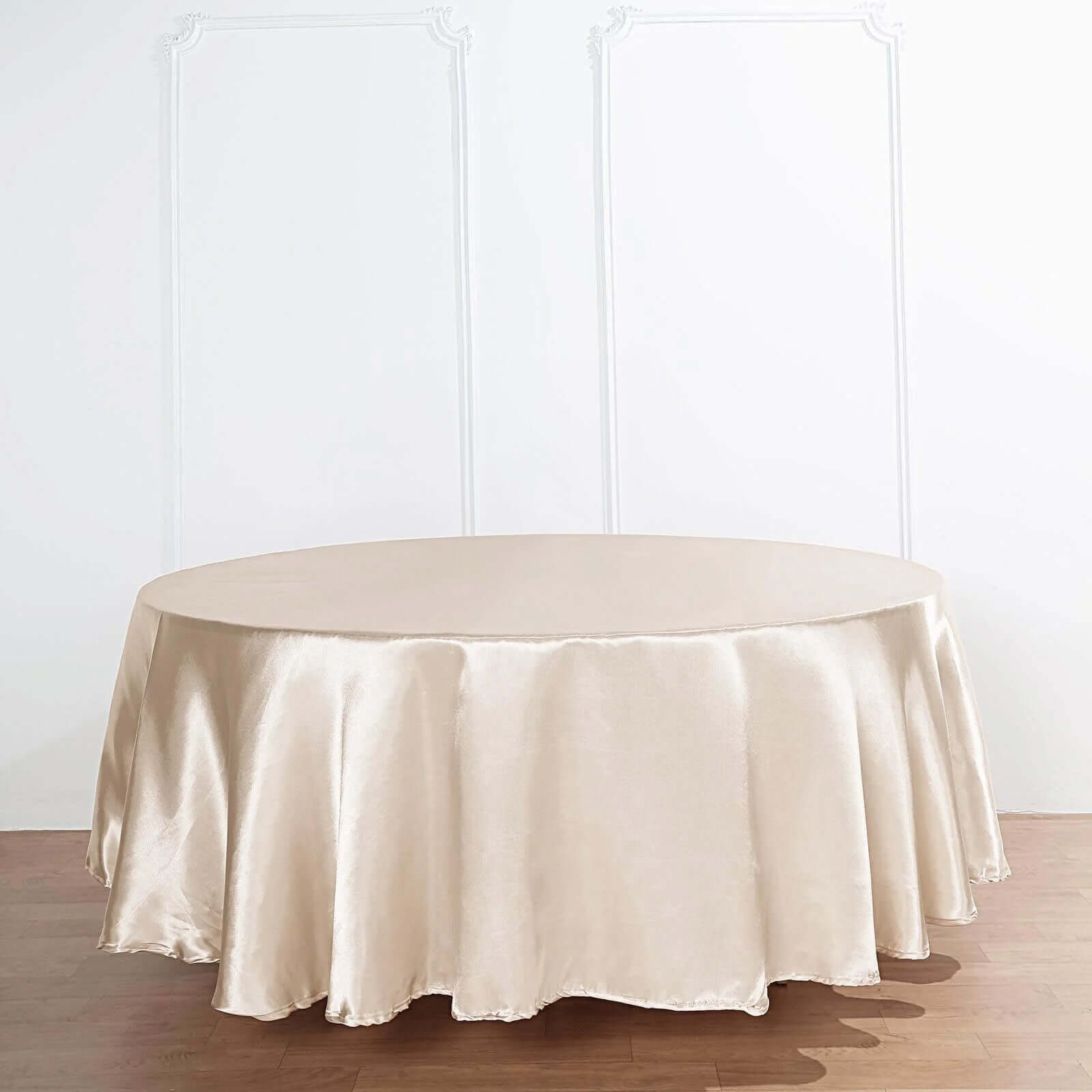 Satin 90 Round Tablecloth Beige - Smooth and Lustrous Table Cover