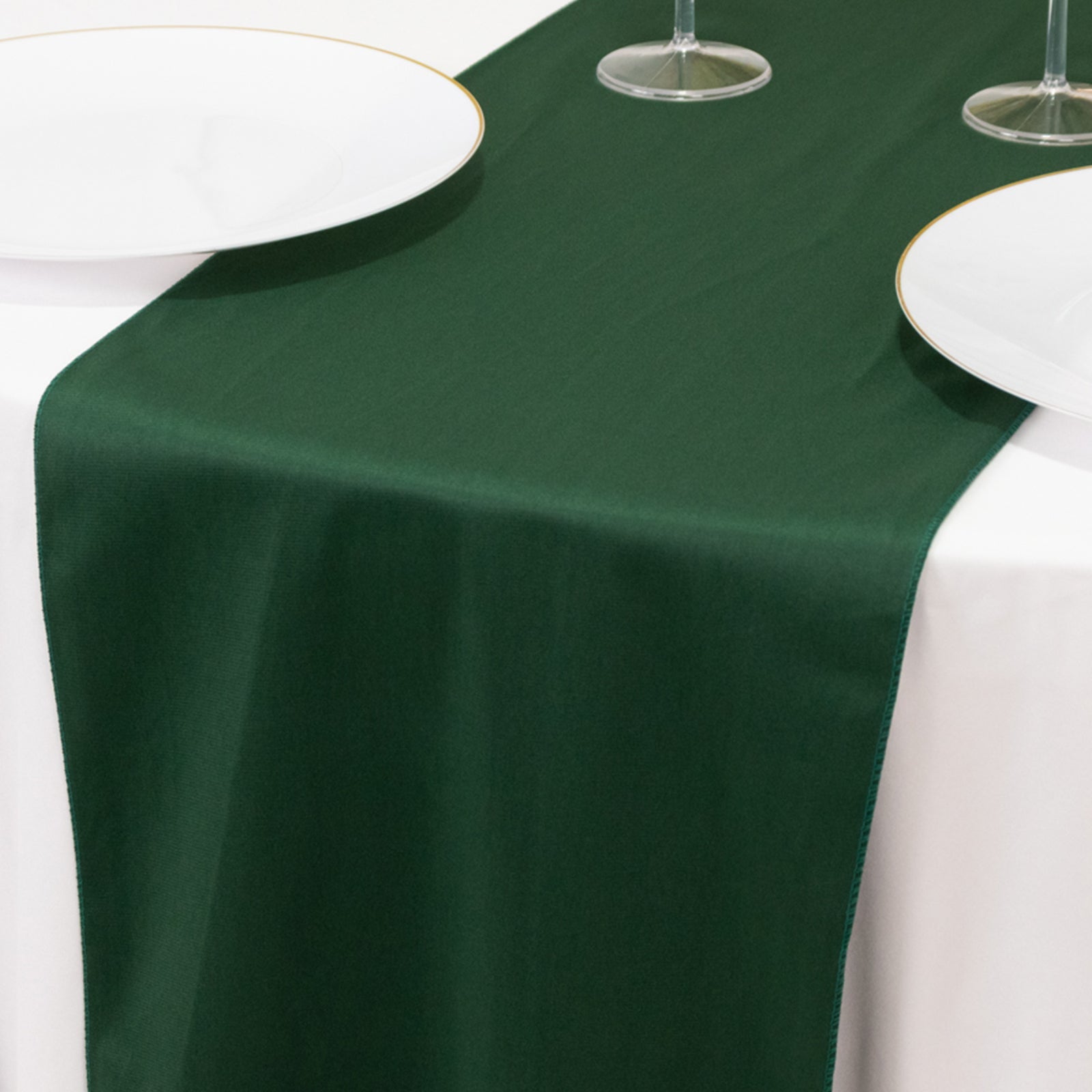 Premium Scuba Polyester 12x108 Table Runner Hunter Emerald Green - Wrinkle-Free Table Linen