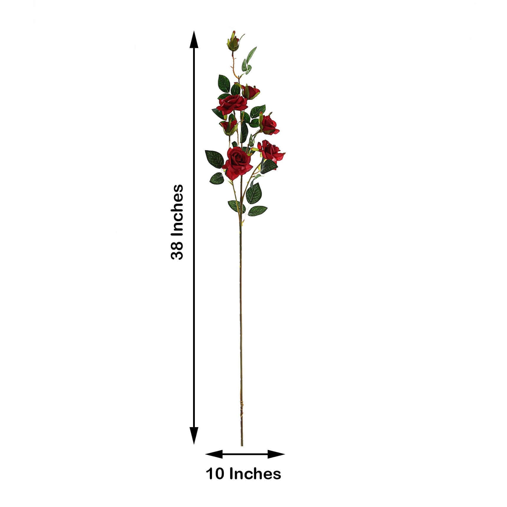 2 Stems 38 Tall Burgundy Artificial Silk Rose Flower Bouquet Bushes