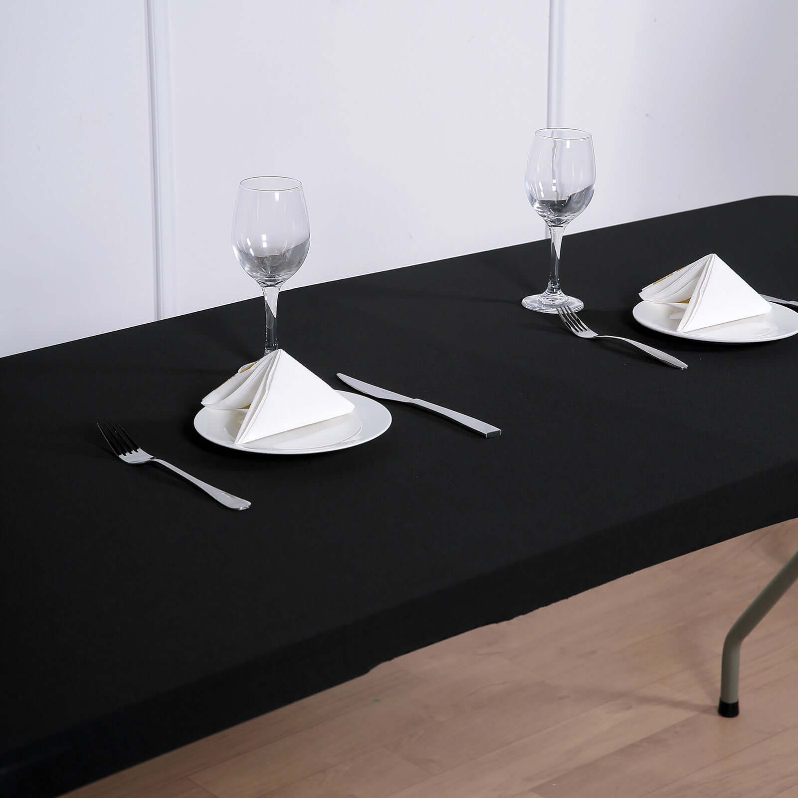 Stretch Spandex 72x30 Rectangle Tablecloth Top Cover Black - Durable Fitted Table Topper Cap