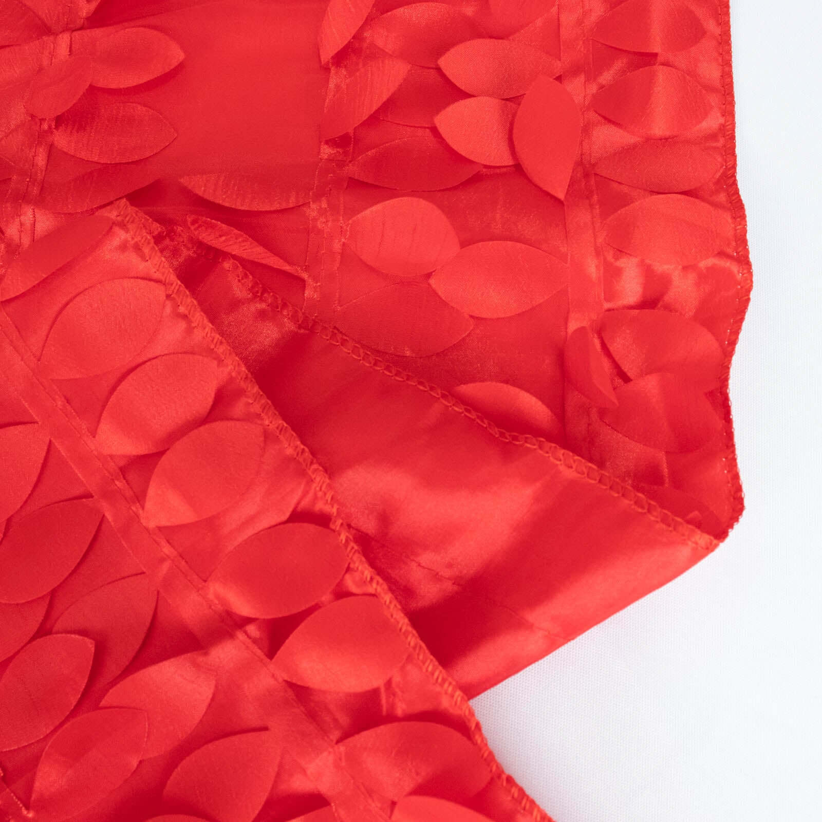 Taffeta 132 Round Tablecloth Red Leaf | 3D Leaf Petal Design Seamless Table Cover