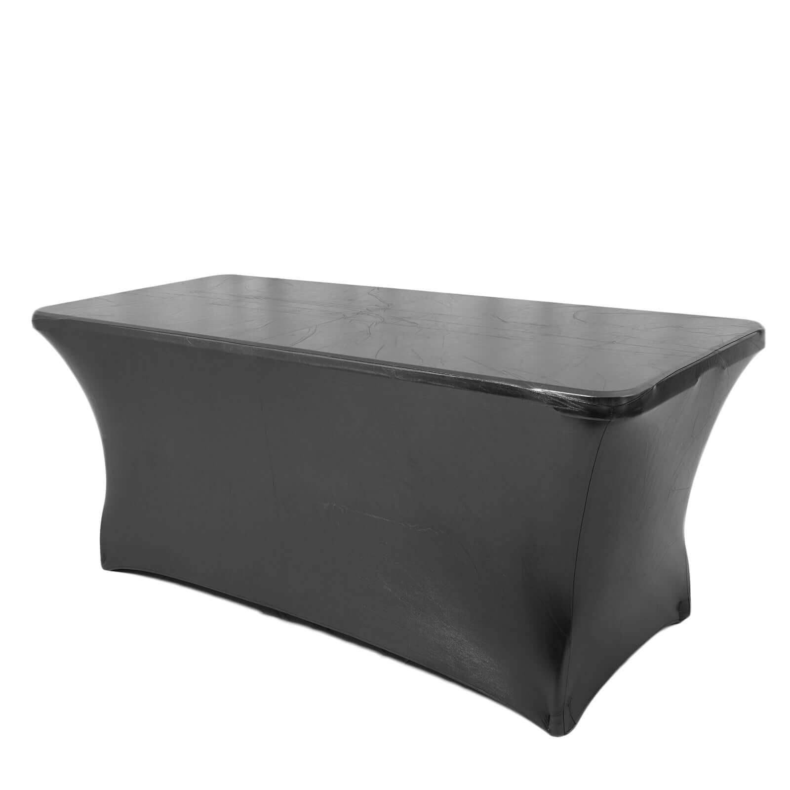 Stretch Spandex 72x30 Rectangle Tablecloth Metallic Black - Form-Fitting Table Cover