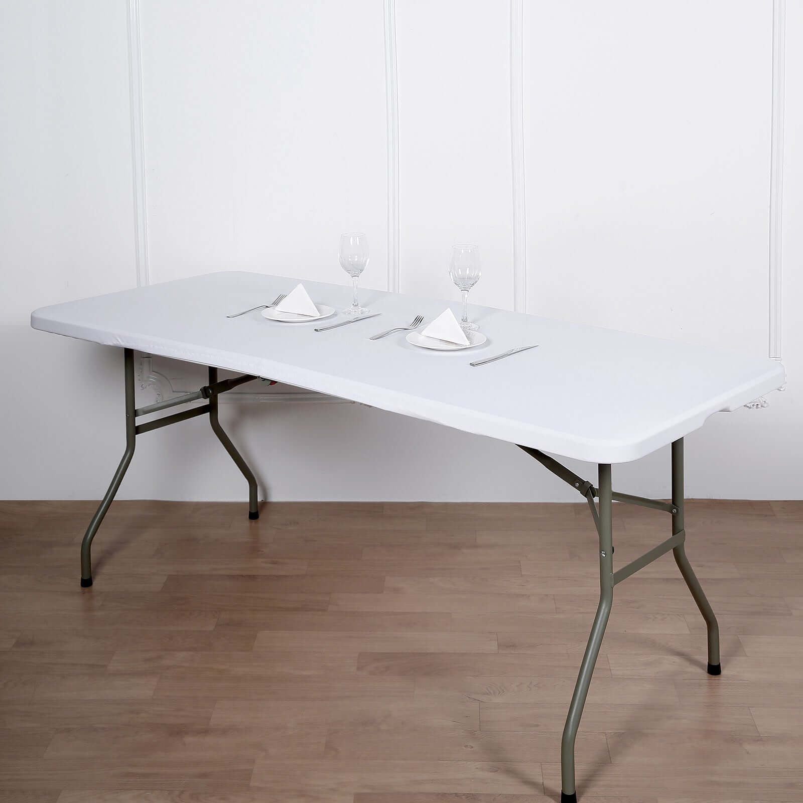 Stretch Spandex 72x30 Rectangle Tablecloth Top Cover White - Sleek & Durable Fitted Table Topper Cap
