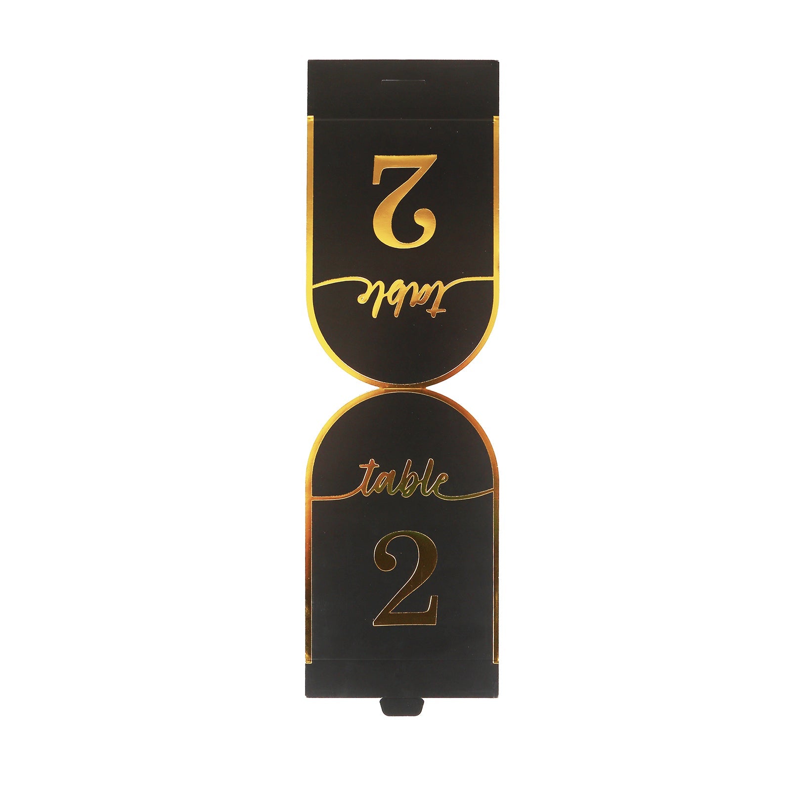 25-Pack Paper Wedding Table Numbers 1-25 Black Arch Cutout Design - Sleek & Modern Free Standing Double Sided Table Tent Cards with Metallic Gold Foil Numbers 7