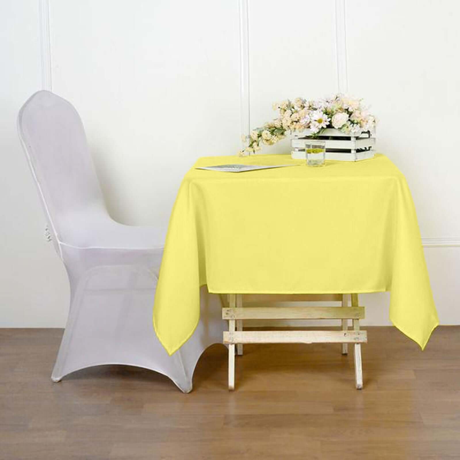 Polyester Square 54x54 Tablecloth Yellow - Wrinkle-Resistant & Durable Table Cover
