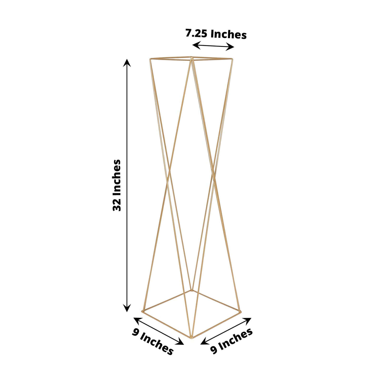 2-Pack Wedding Centerpieces Metal Geometric Crisscross Design Gold - Open Column Pedestal Stands 32