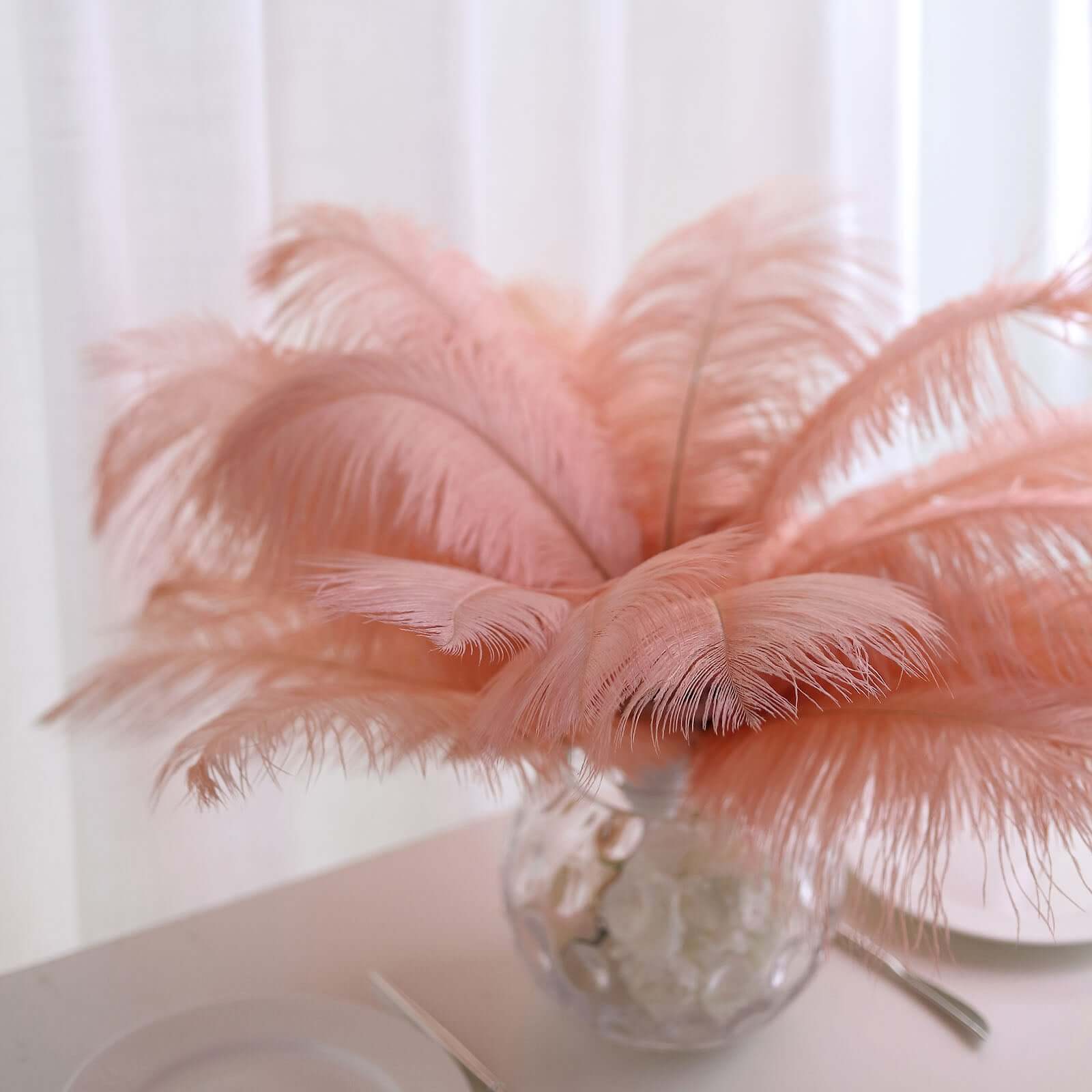 12 Pack 13-15 Mauve Natural Plume Real Ostrich Feathers, DIY Centerpiece Fillers