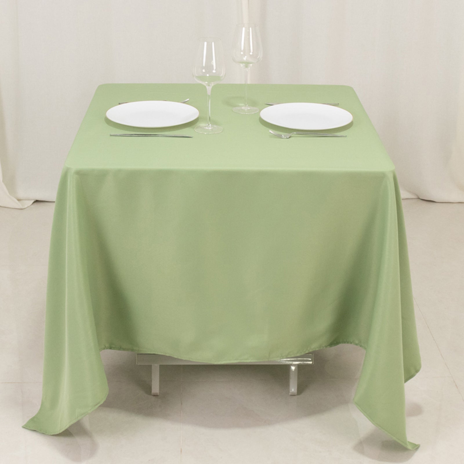 Premium Polyester Square Tablecloth 70x70 Sage Green 220GSM Wrinkle-Resistant Table Cover