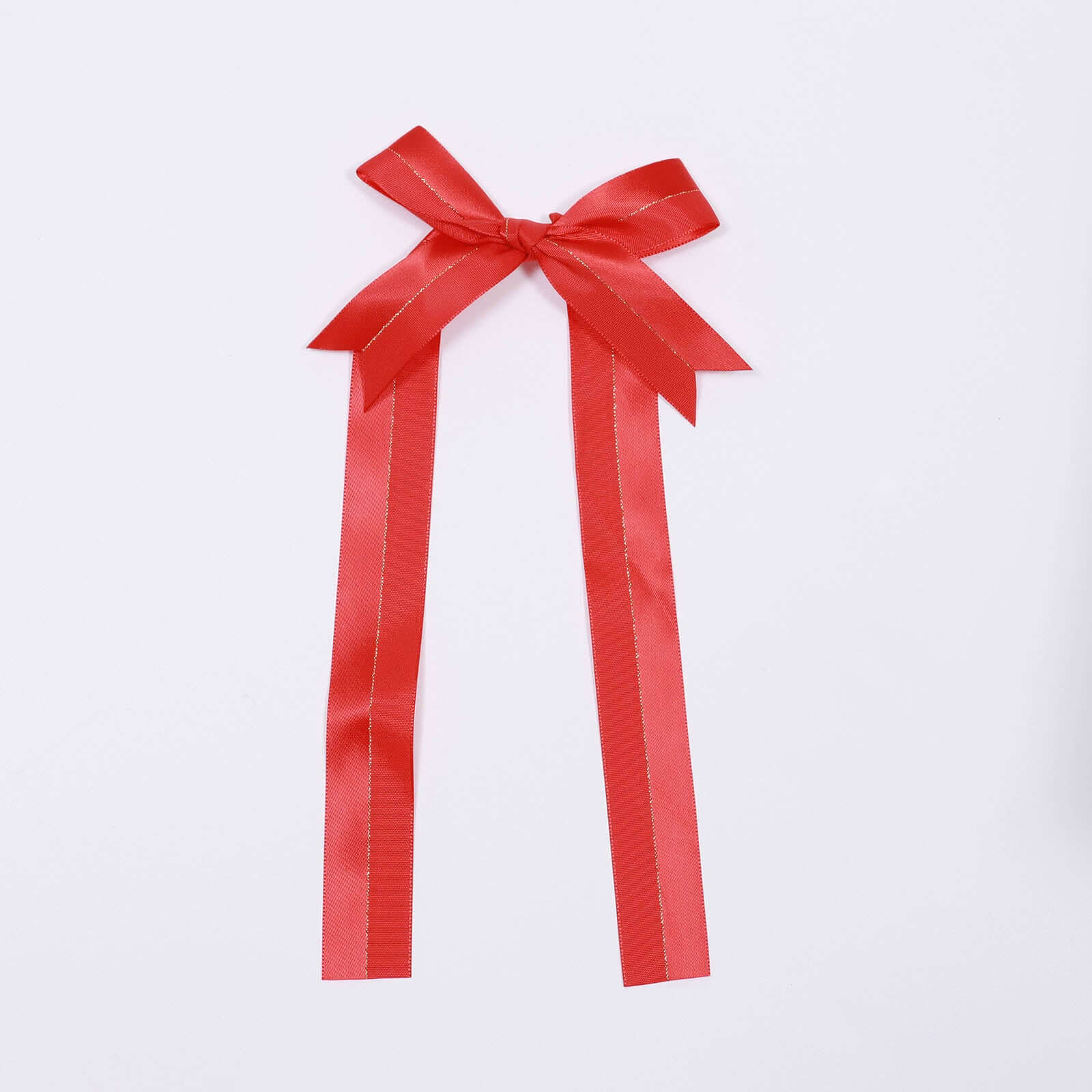50 Pcs 10 Red Pre Tied Ribbon Bows, Satin Ribbon With Gold Foil Lining For Gift Basket and Party Favors Decor
