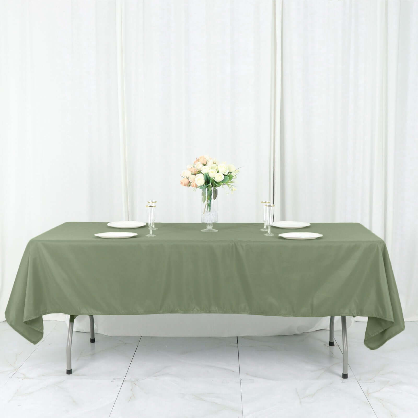 Polyester 60x102 Rectangle Tablecloth Dusty Sage Green - Durable and Stylish Table Cover