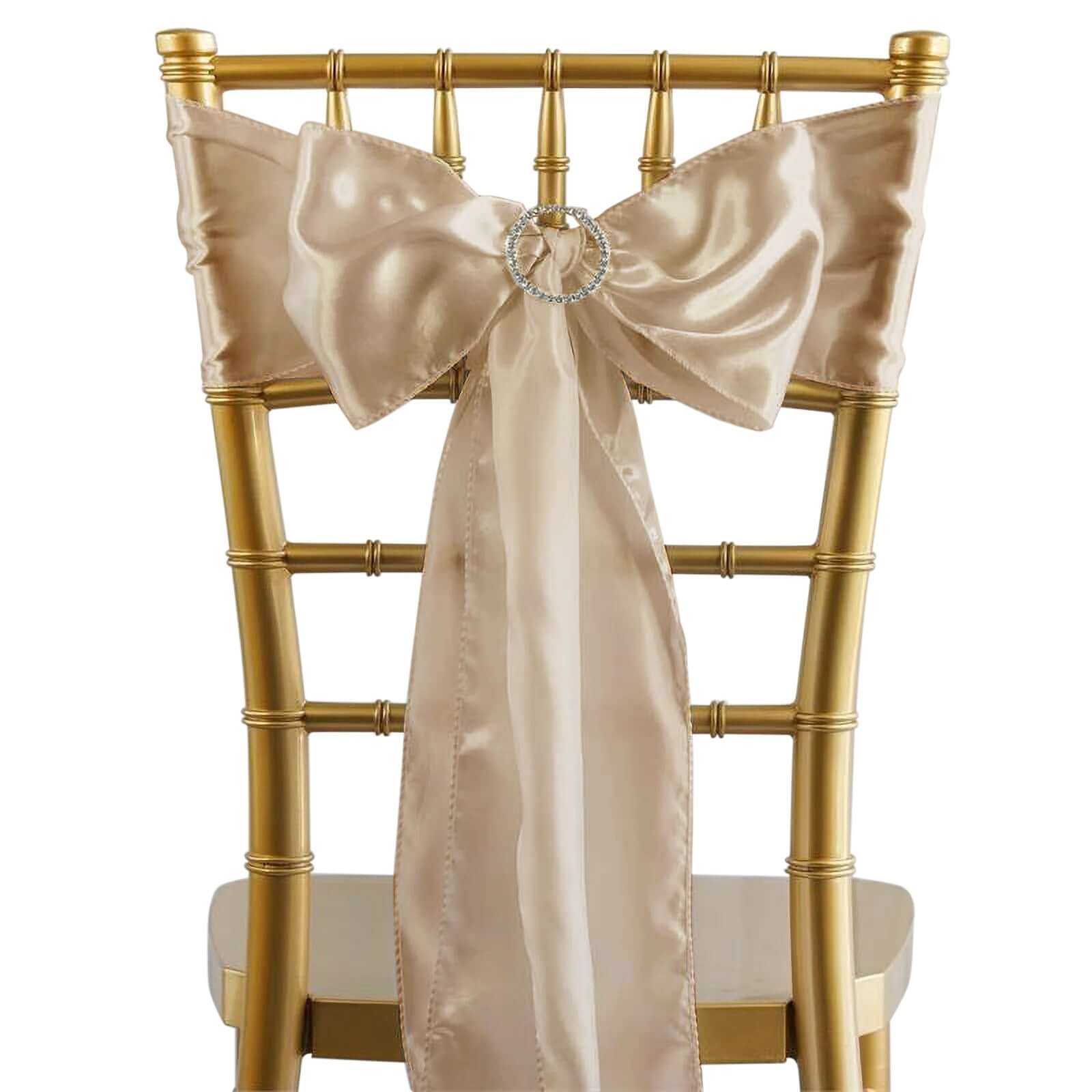 5 Pack Satin Chair Sashes Nude - Durable Chair Bows with Shiny Finish 6x106