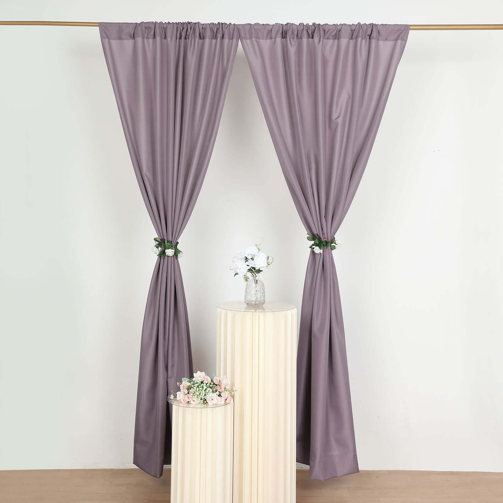 2 Pack Violet Amethyst Polyester Event Curtain Drapes, 10ftx8ft Backdrop Event Panels With Rod Pockets 130 GSM