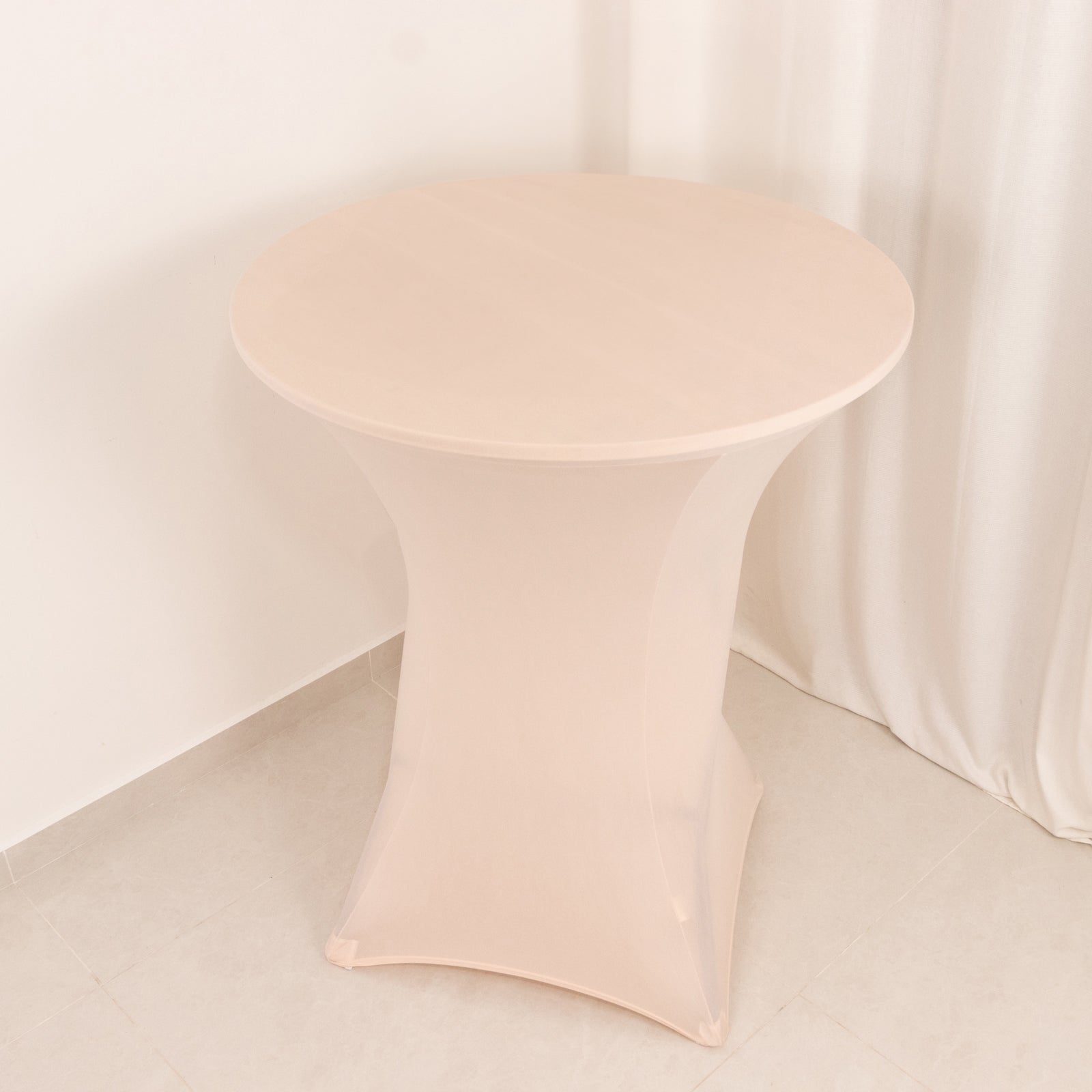 Spandex 33-36 Round Cocktail Table Cover Blush - Easy to Maintain Stretch Fitted Highboy Tablecloth