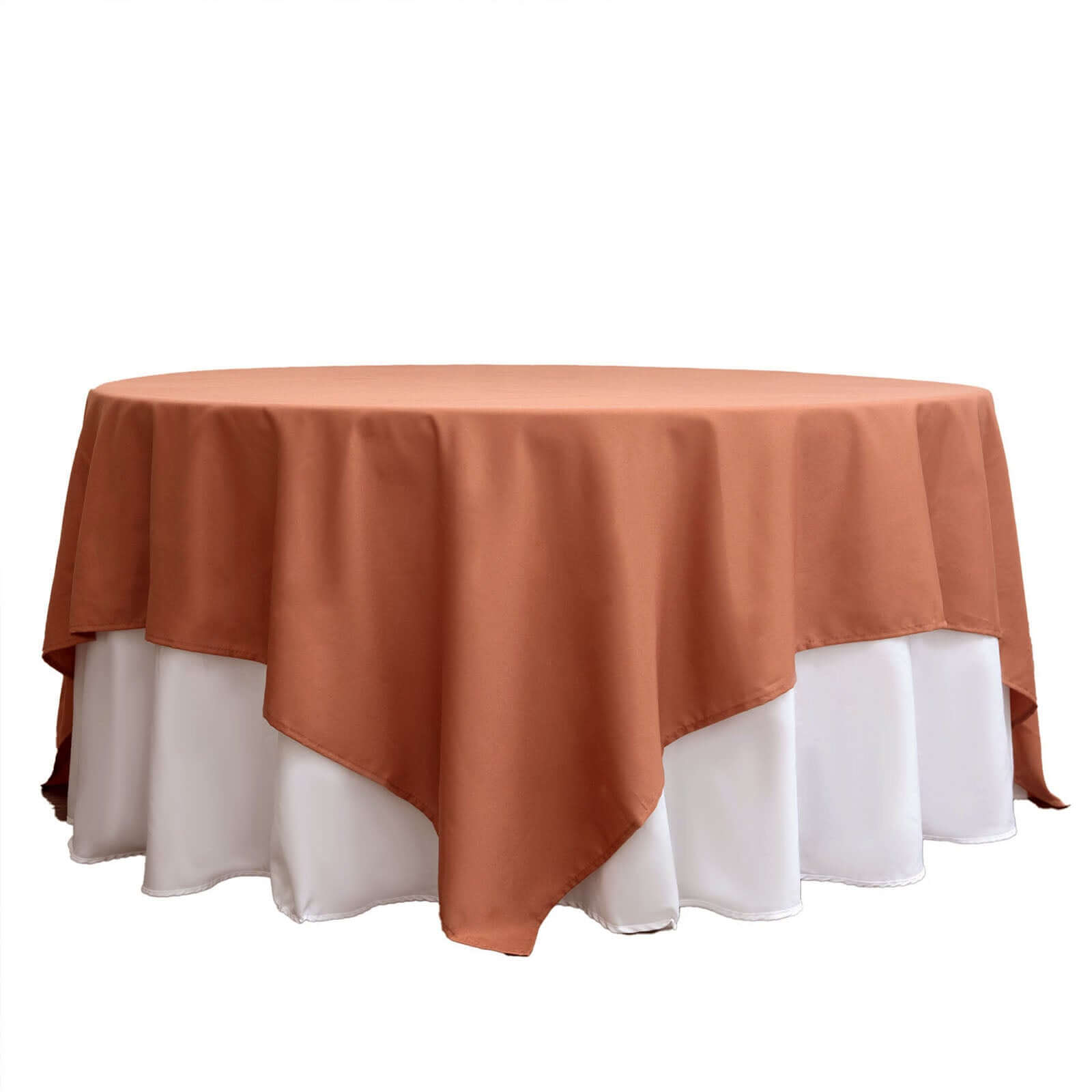 Polyester Square 90x90 Tablecloth Terracotta (Rust) - Wrinkle-Resistant & Durable Table Cover