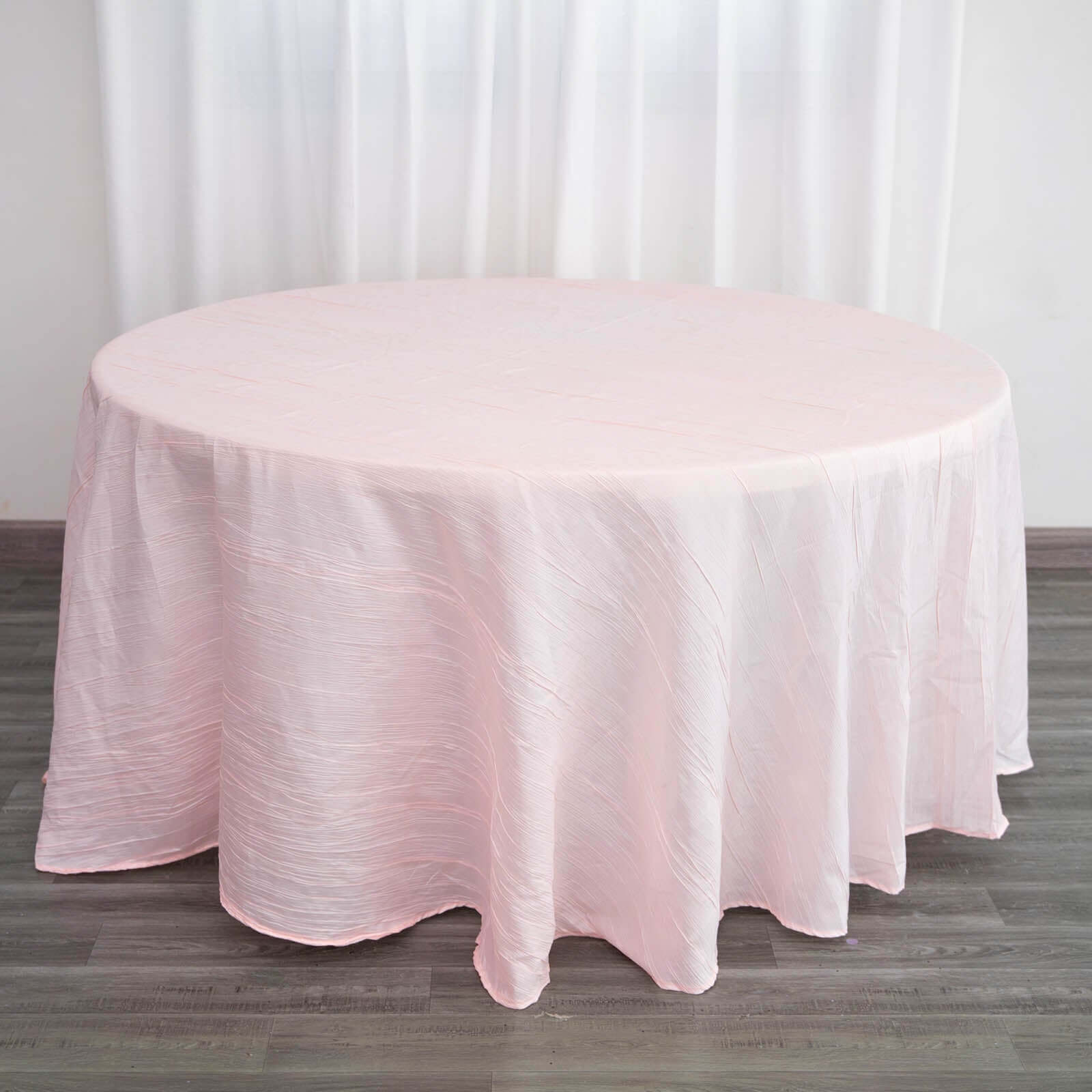 Taffeta 120 Round Tablecloth Blush - Seamless Accordion Crinkle Table Cover