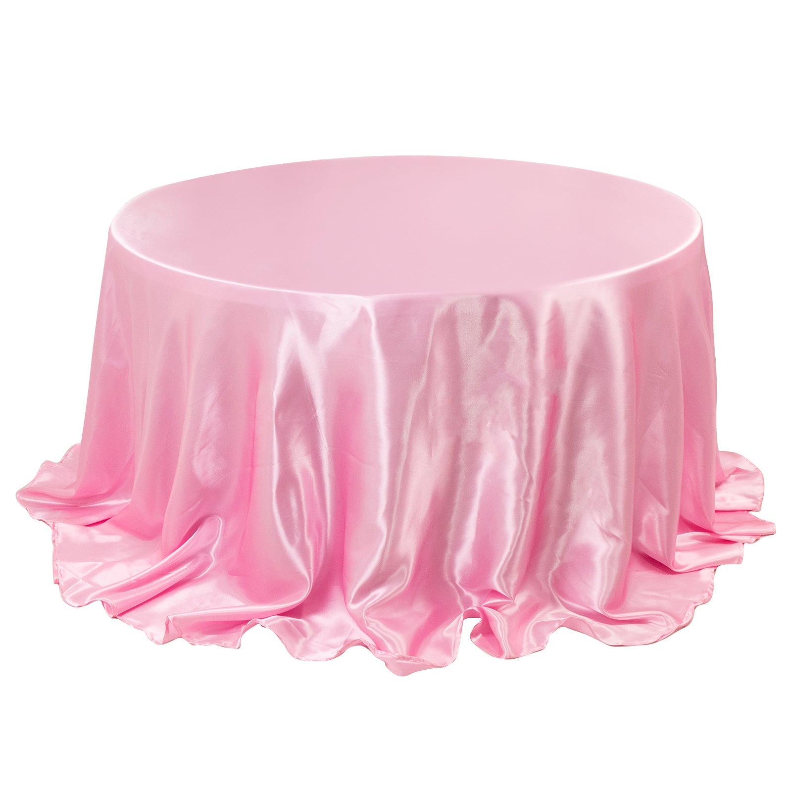 Satin 132 Round Tablecloth Pink - Stylish Seamless Table Cover