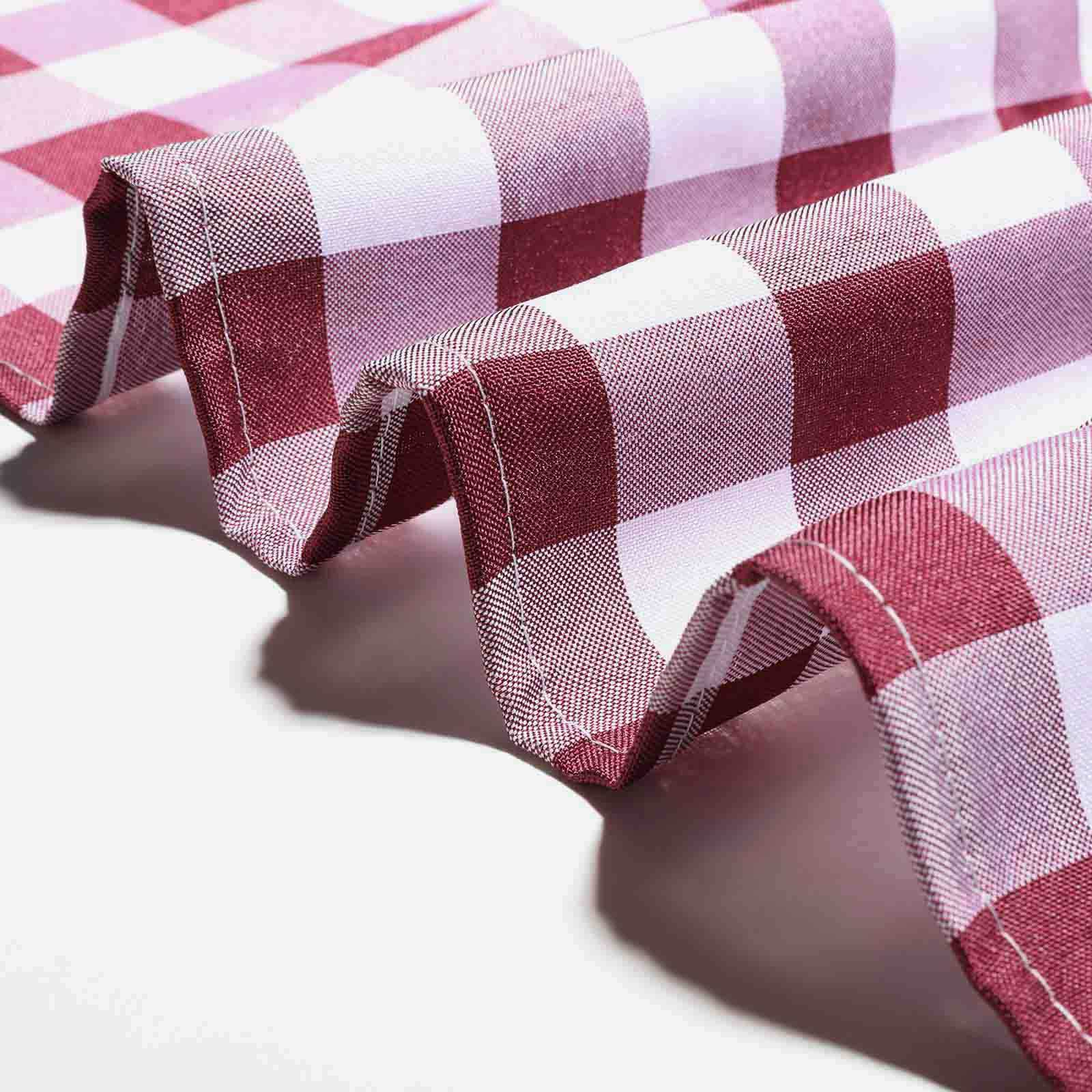 5 Pack Polyester 15x15 Napkins Burgundy/White Buffalo Plaid Gingham Style Cloth Napkins