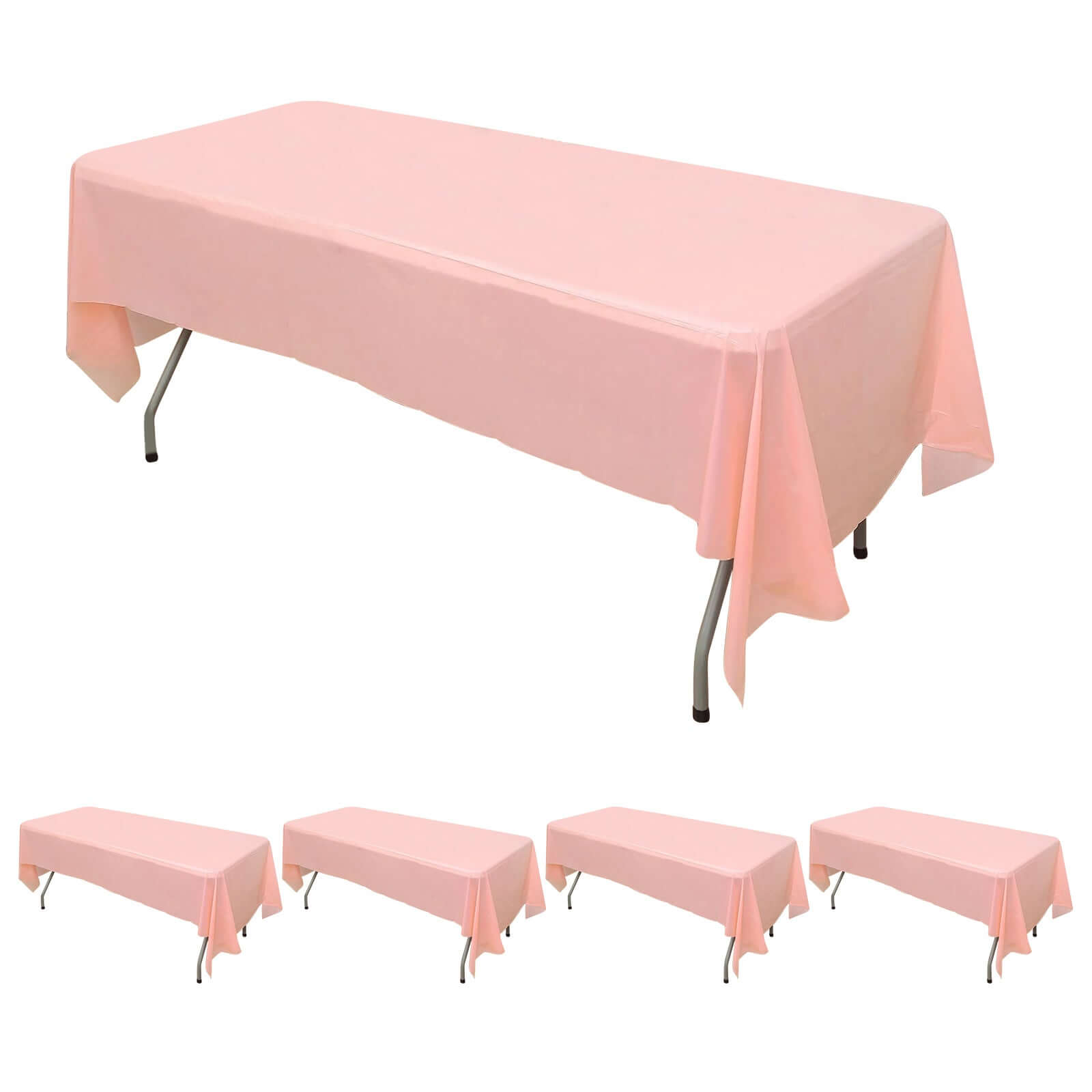 5-Pack Plastic Table Covers Blush Rectangle - Reliable PVC Disposable Covers for Gatherings 54x108