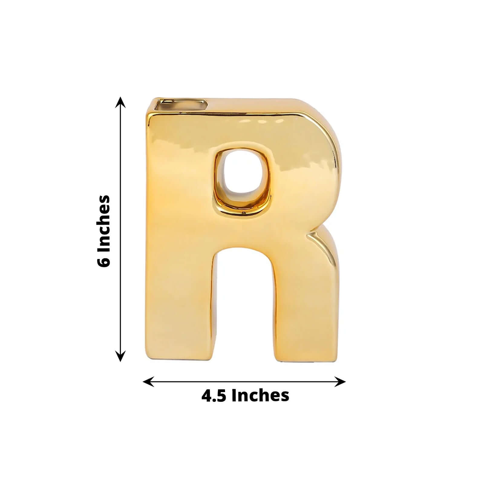 Shiny Ceramic Vase Letter R Gold Plated - Chic Bud Planter Pot for Events & Decor 6