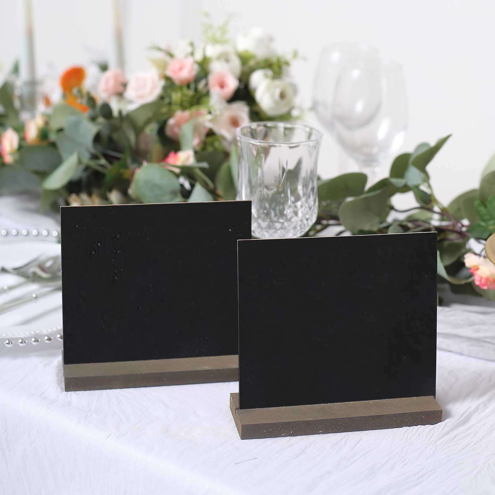 6-Pack Mini Table Chalkboard Signs Rustic Wood Base Stands - Perfect for Weddings and Parties 6