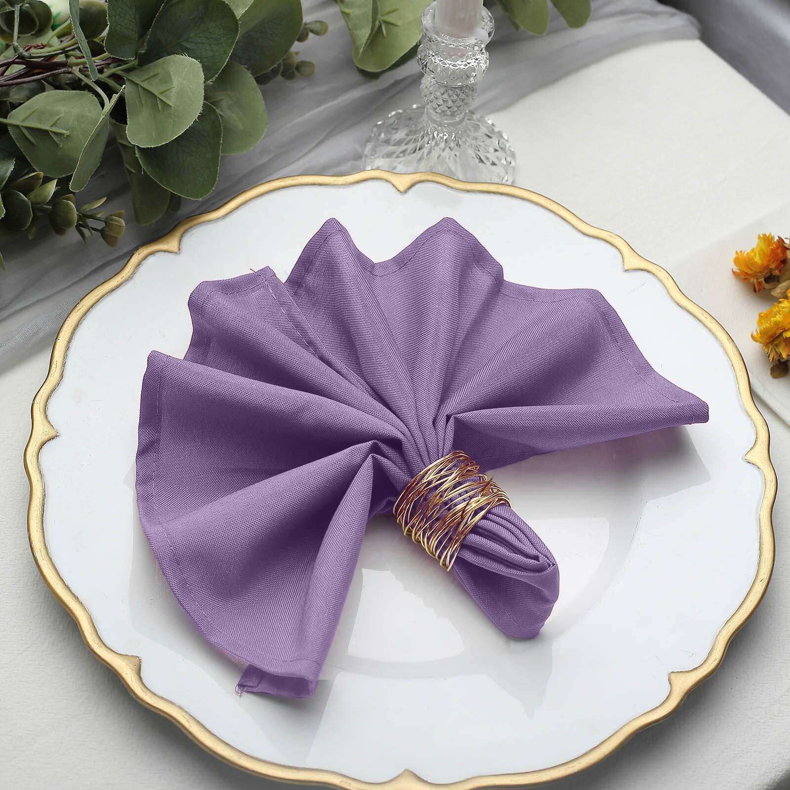 5 Pack Polyester 17x17 Napkins Violet Amethyst - Durable & Wrinkle Resistant Dinner Napkins