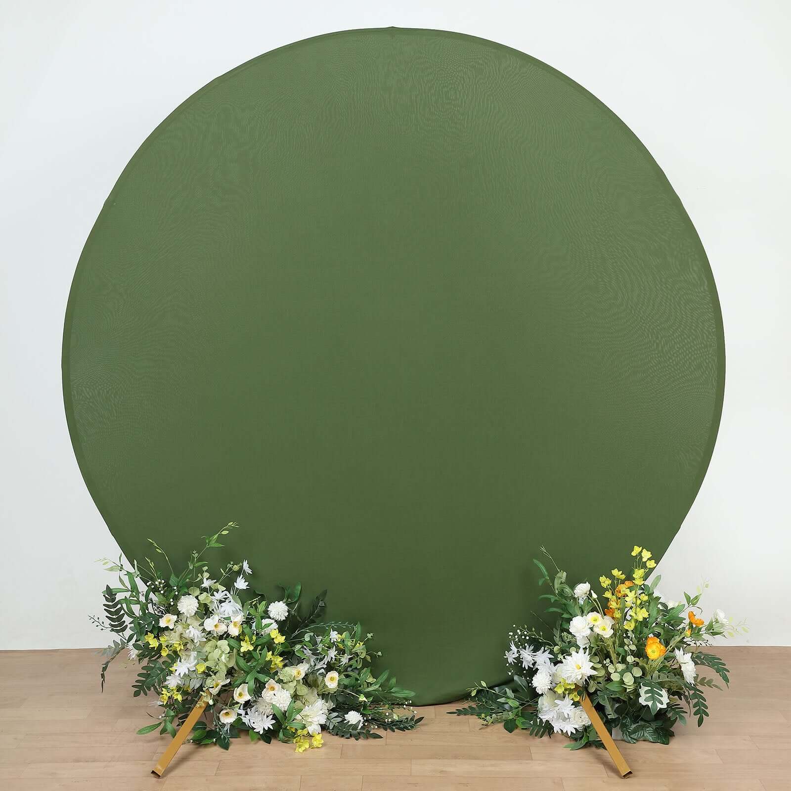 7.5ft Matte Olive Green Round Spandex Fit Party Backdrop Stand Cover