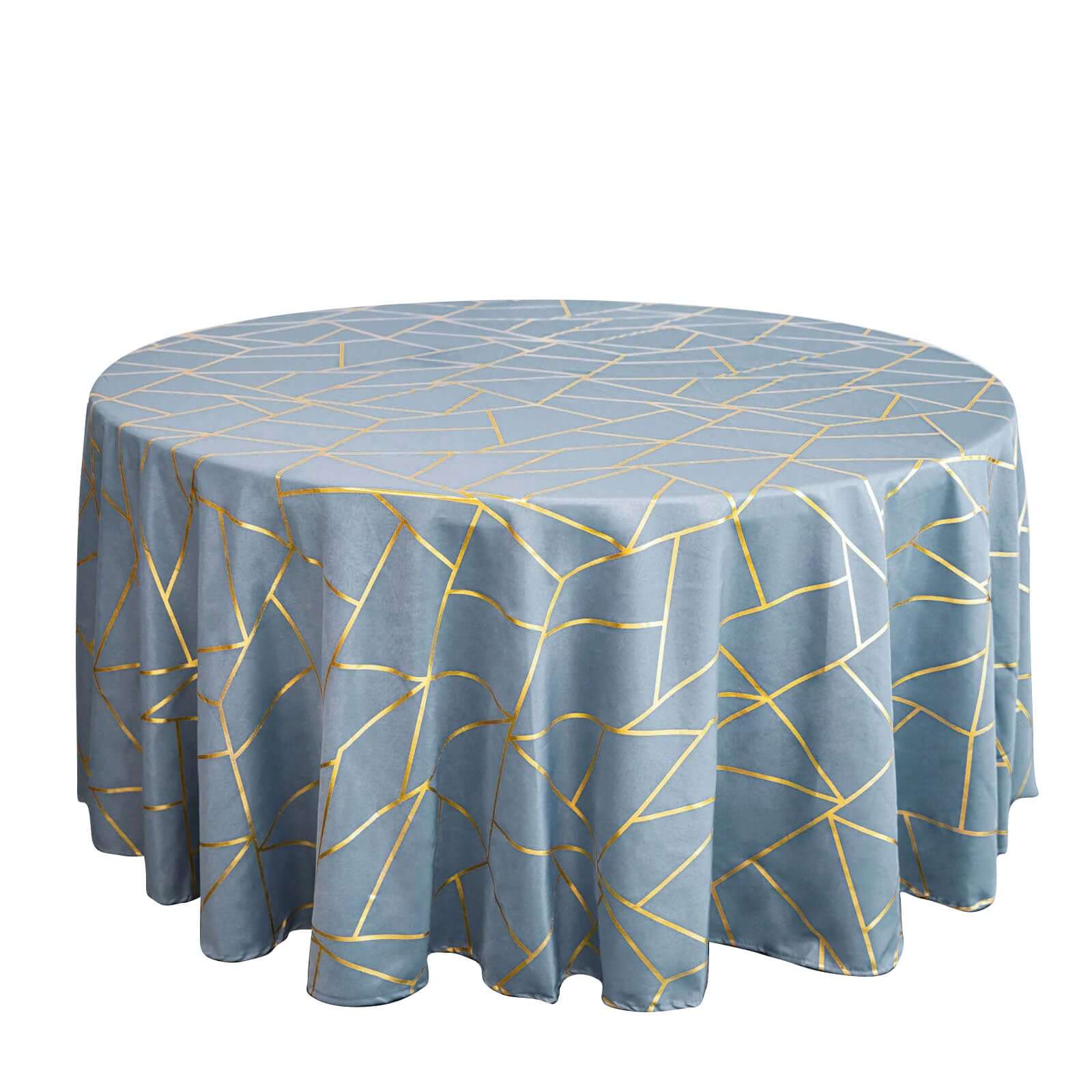 Polyester 120 Round Tablecloth Dusty with Gold Foil Geometric Pattern Wrinkle-Resistant Seamless Table Cover