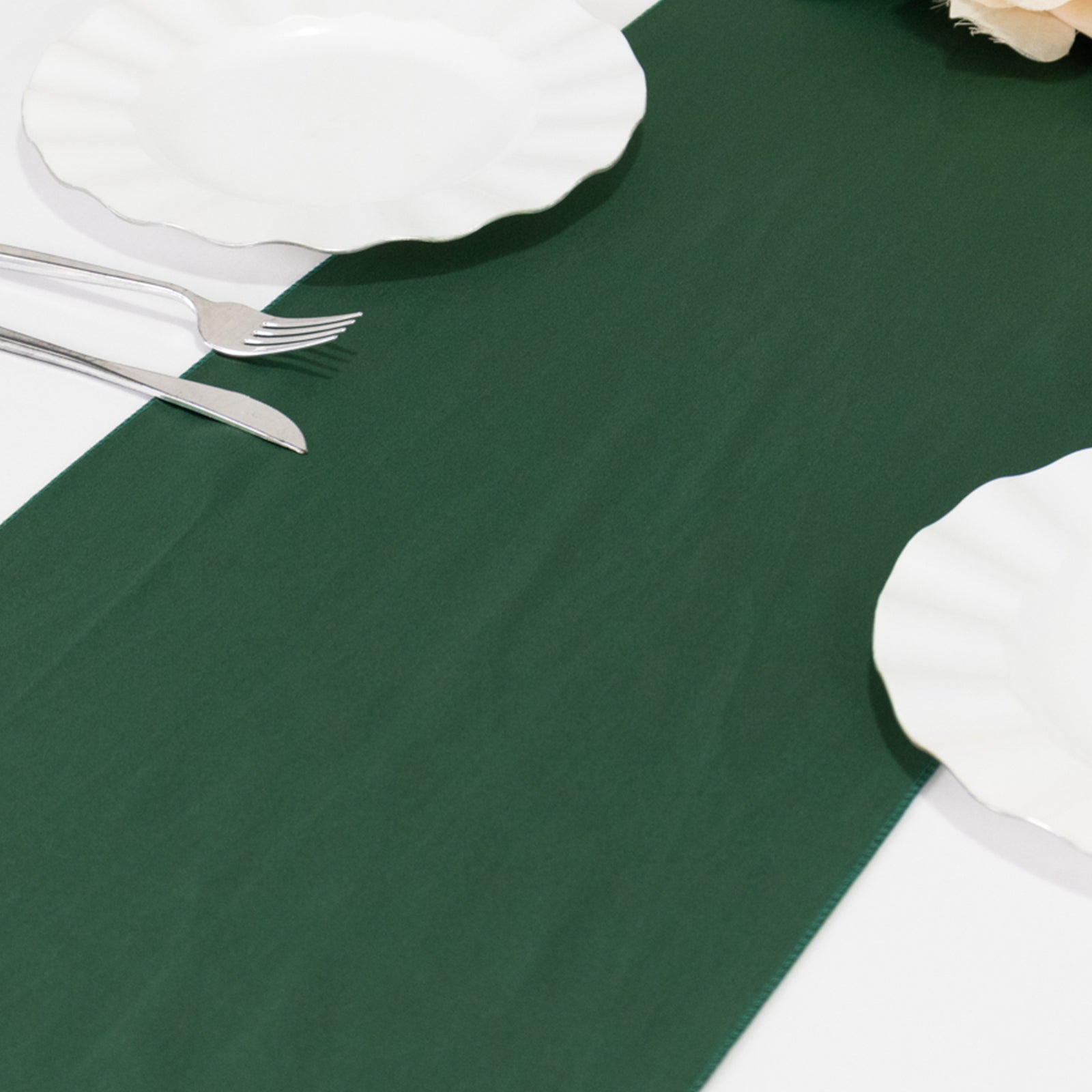 Premium Scuba Polyester 12x108 Table Runner Hunter Emerald Green - Wrinkle-Free Table Linen