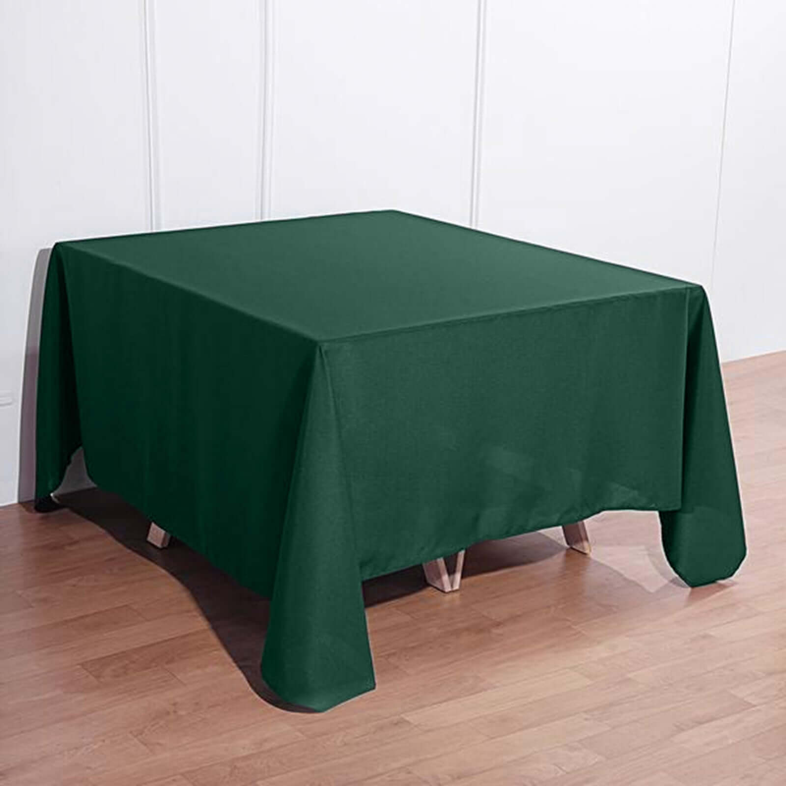 Polyester Square 90x90 Tablecloth Hunter Emerald Green - Wrinkle-Resistant & Durable Table Cover