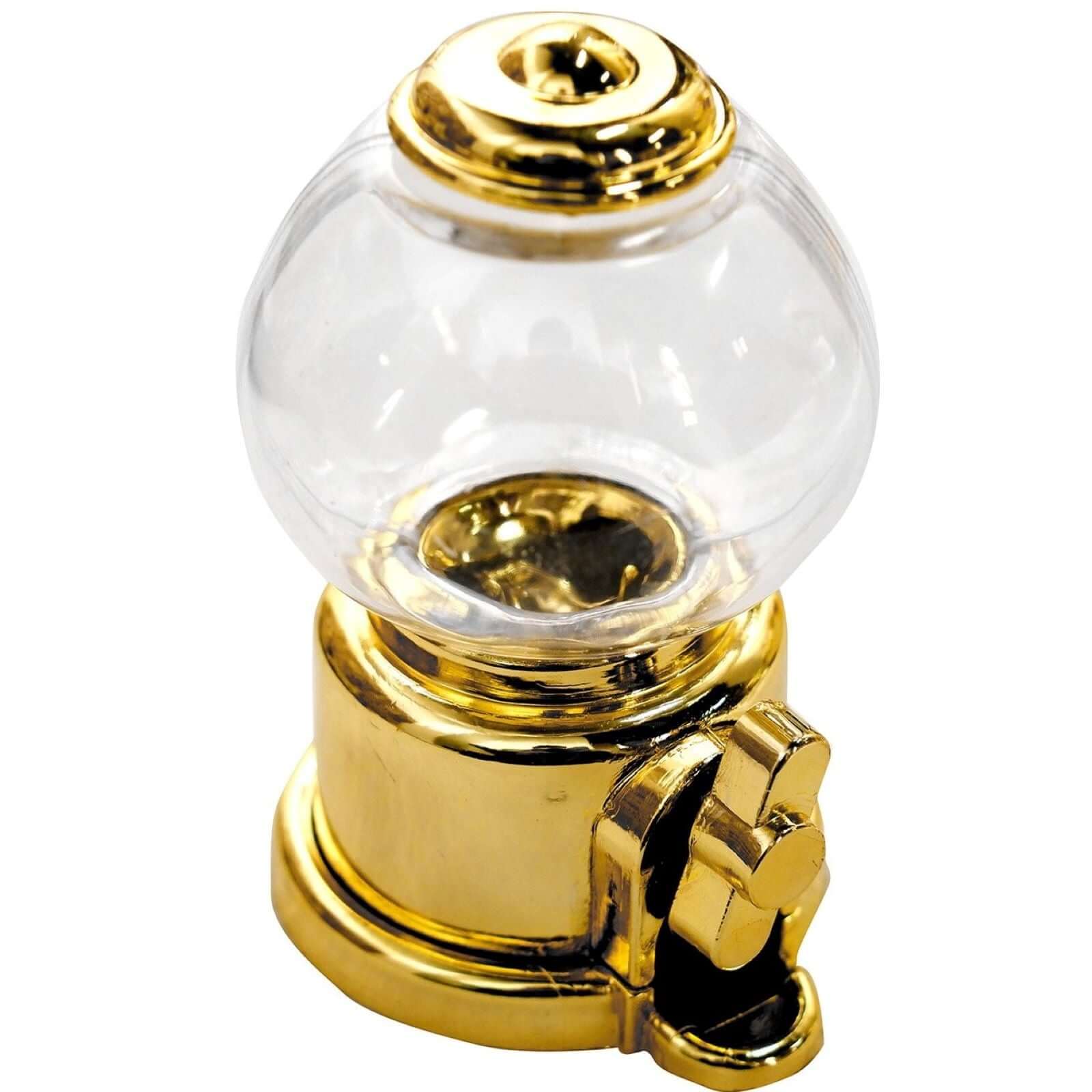 6 Pack 3.5 Clear Gold Mini Gumball Machine Treats Party Favor Boxes, Small Candy Container Gift Boxes