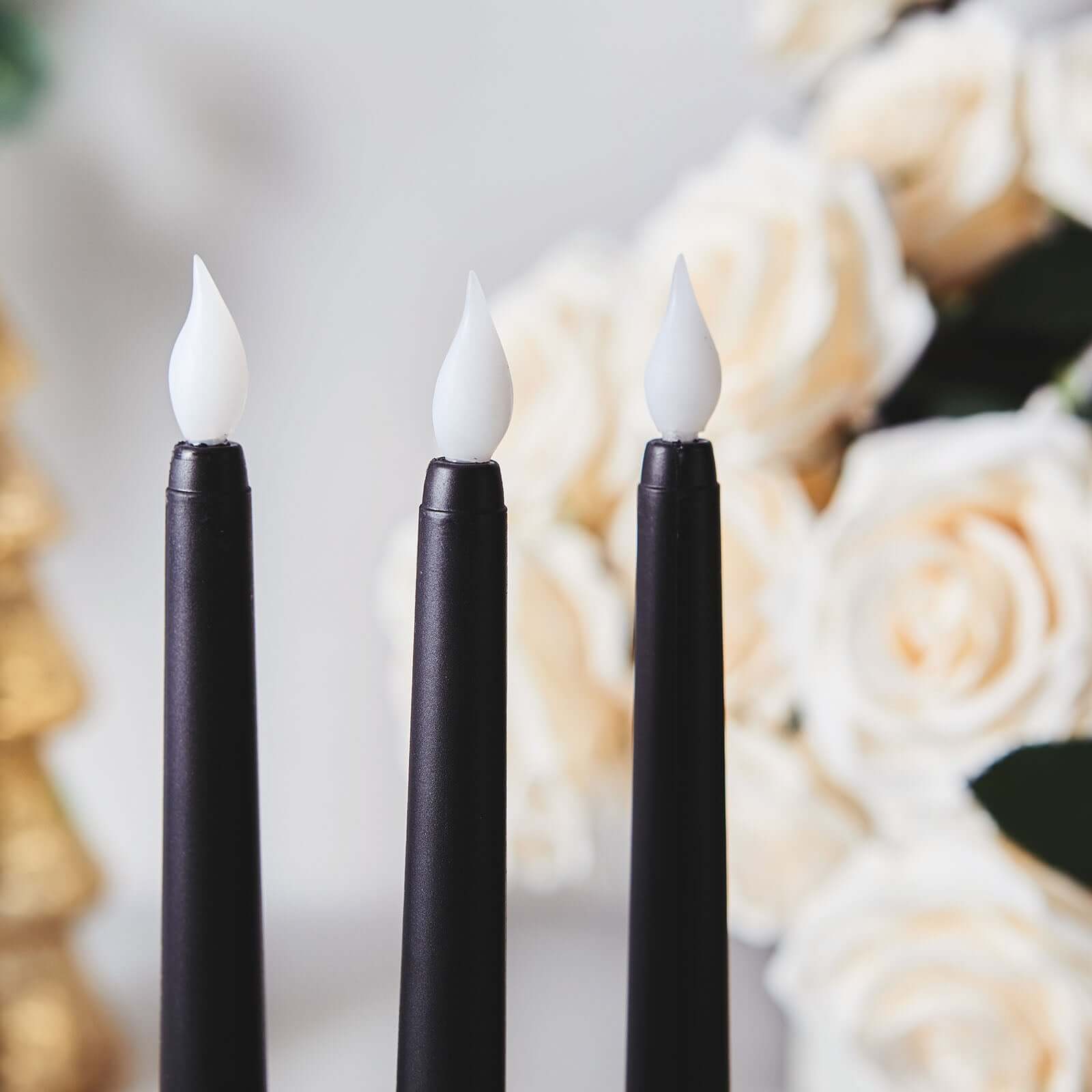 3-Pack LED Decorative Lighting Warm Flickering Black - Flameless Taper Candles 11