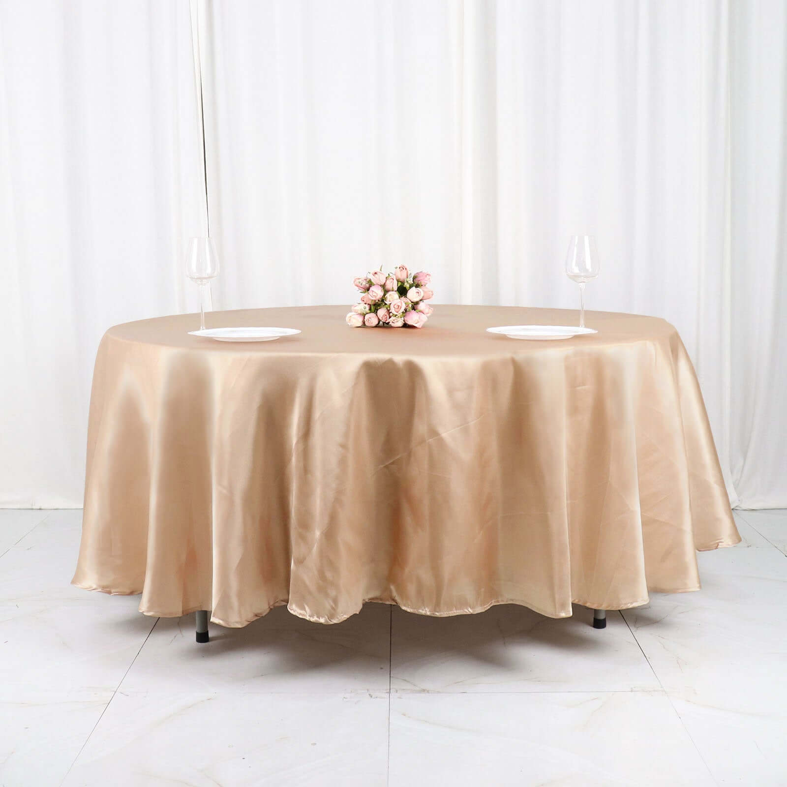 Satin 108 Round Tablecloth Nude - Smooth and Lustrous Table Cover