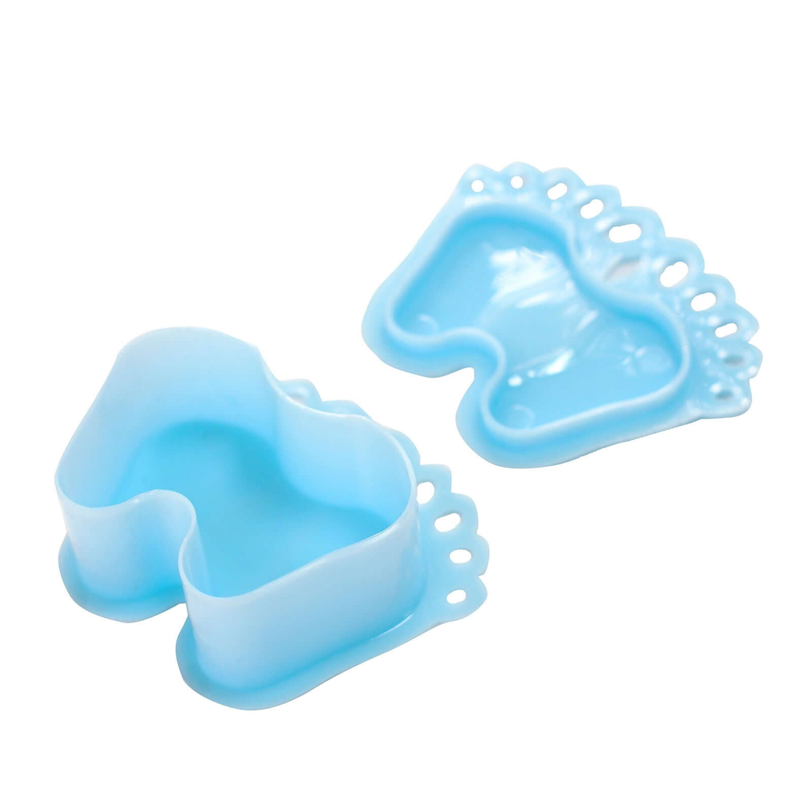 12-Pack Fillable Mini Candy Container in Baby Feet Style Clear/Light Blue - Unique Candy Treat Favor Boxes for Baby Shower 3.5