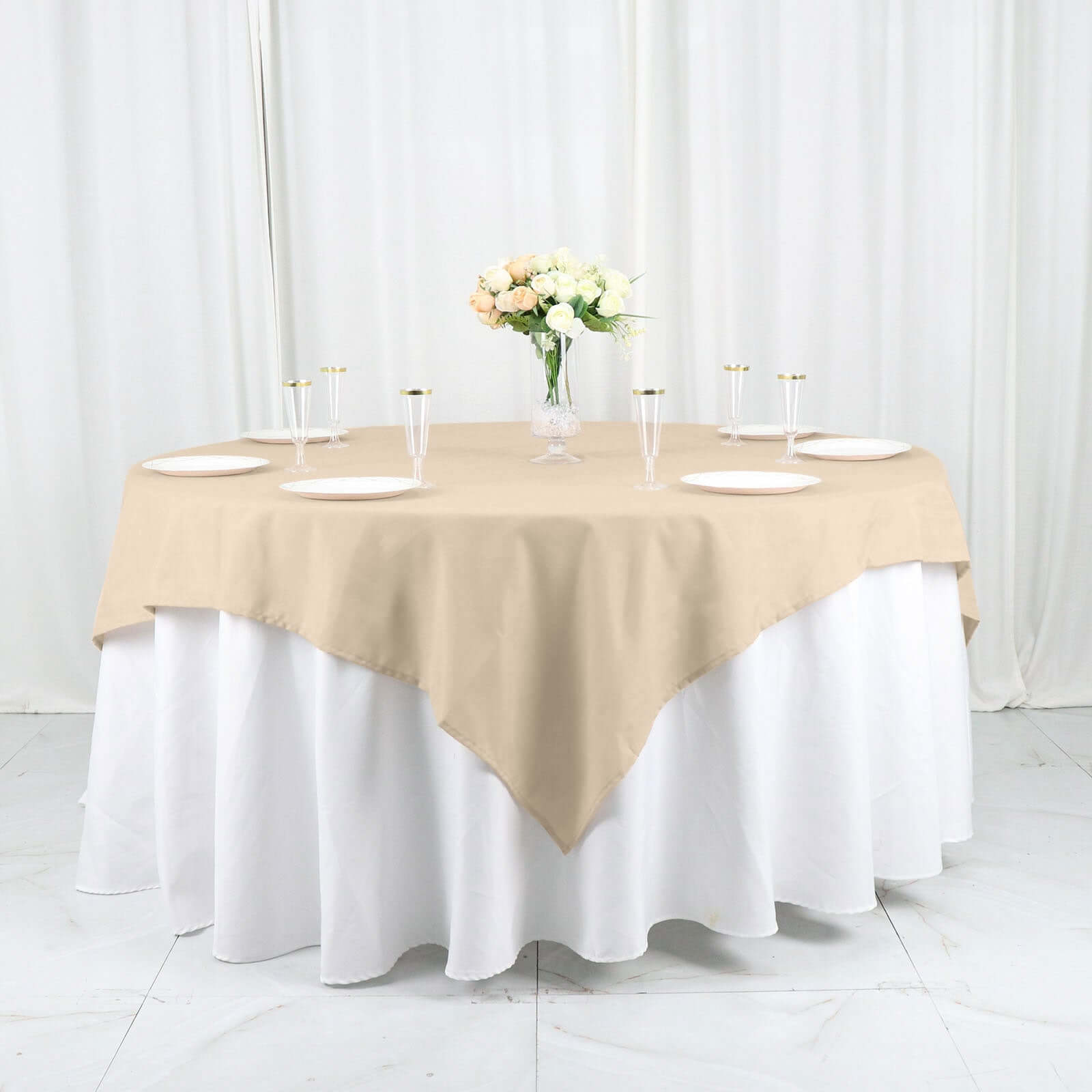 Polyester 70x70 Table Overlay Square Tablecloth - Wrinkle-Resistant & Durable Table Cover