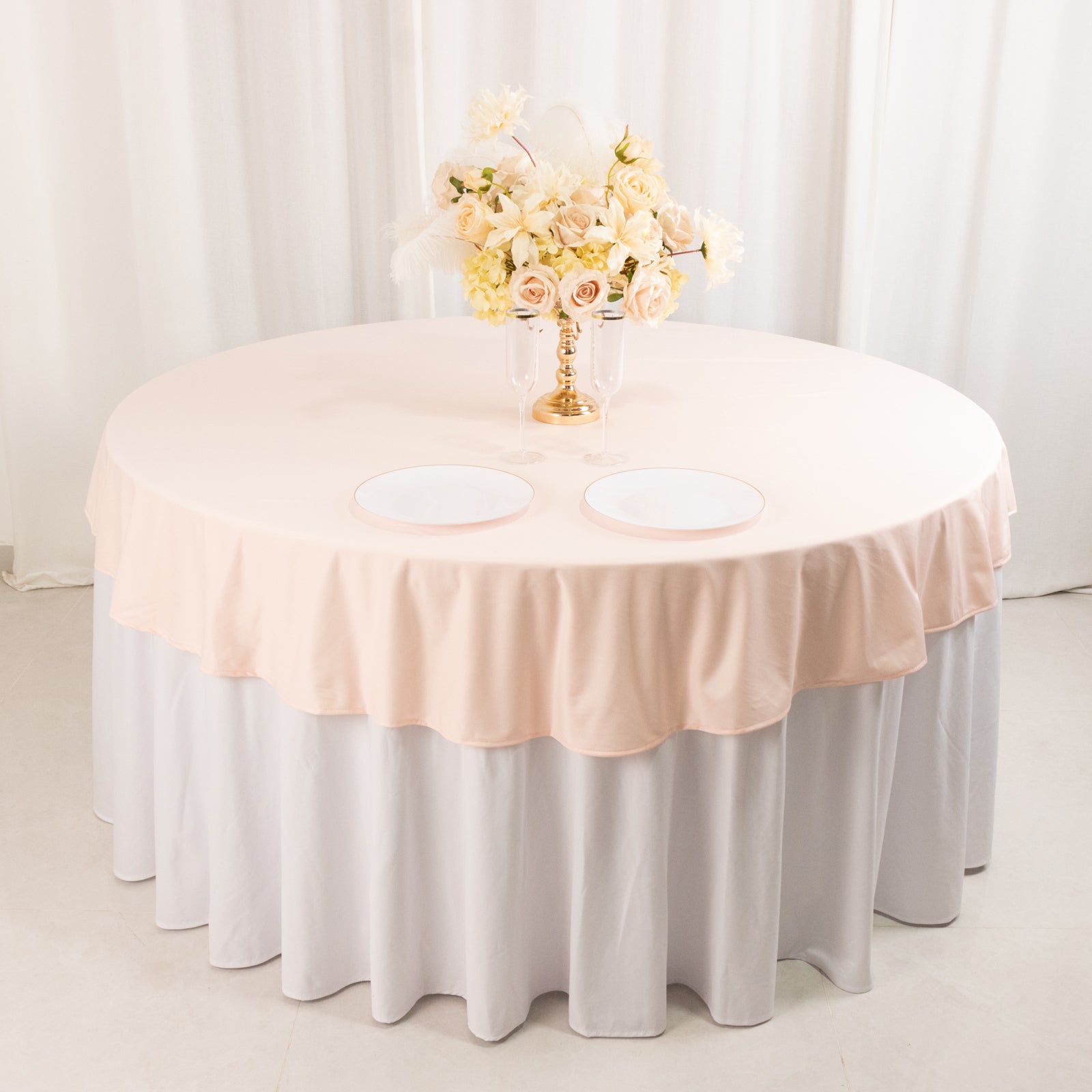 Premium Scuba Round 70 Tablecloth Blush - Wrinkle Free & Stain Resistant Table Cover
