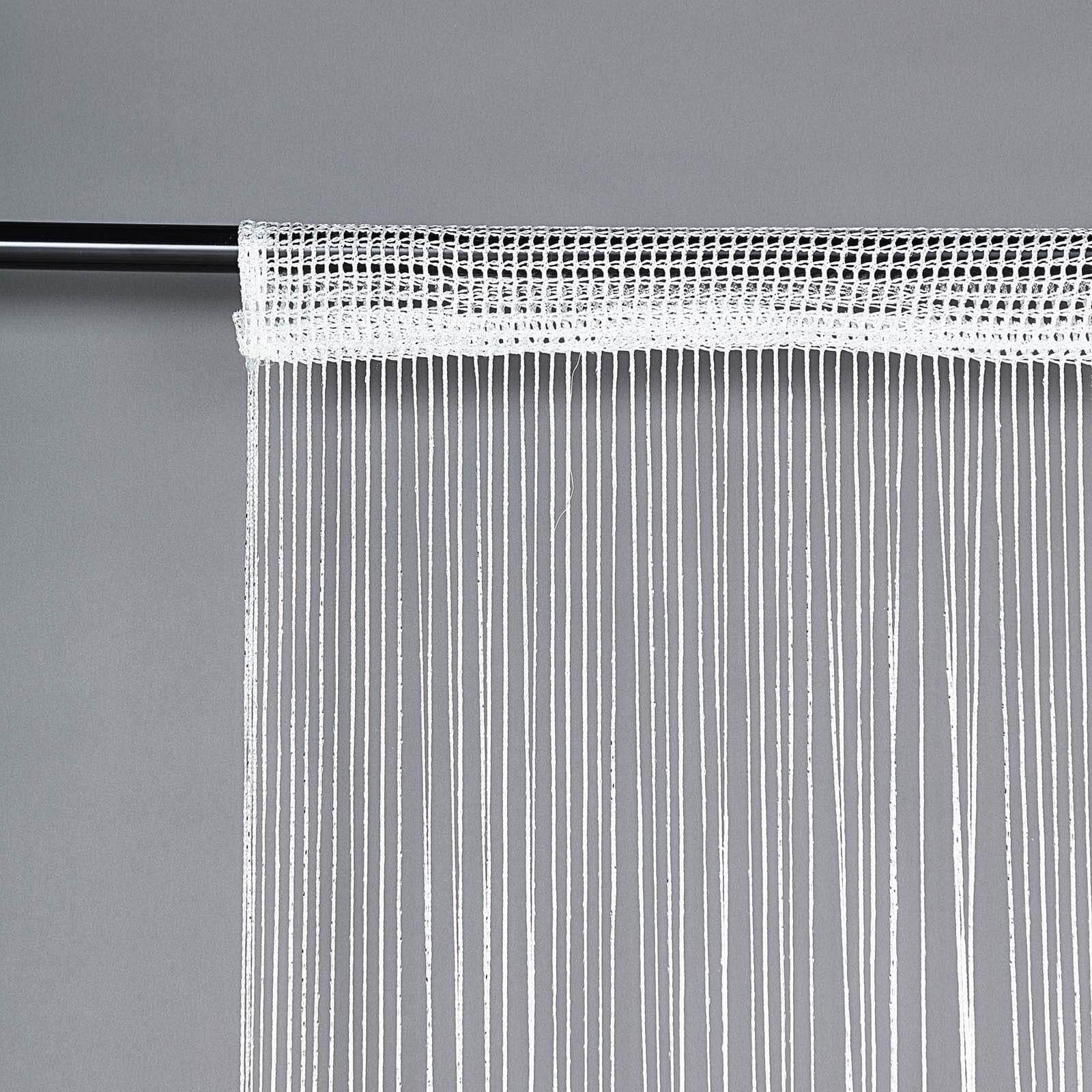 3ftx8ft White Silver Silk Tassel String Curtains, Decorative Room Divider Panels