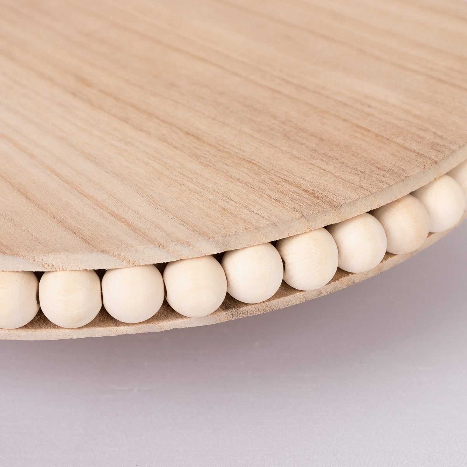 Wooden Pedestal Cake Stand Round Rustic Design with Beaded Edge Natural - Farmhouse Cupcake Holder Serving Tray 12
